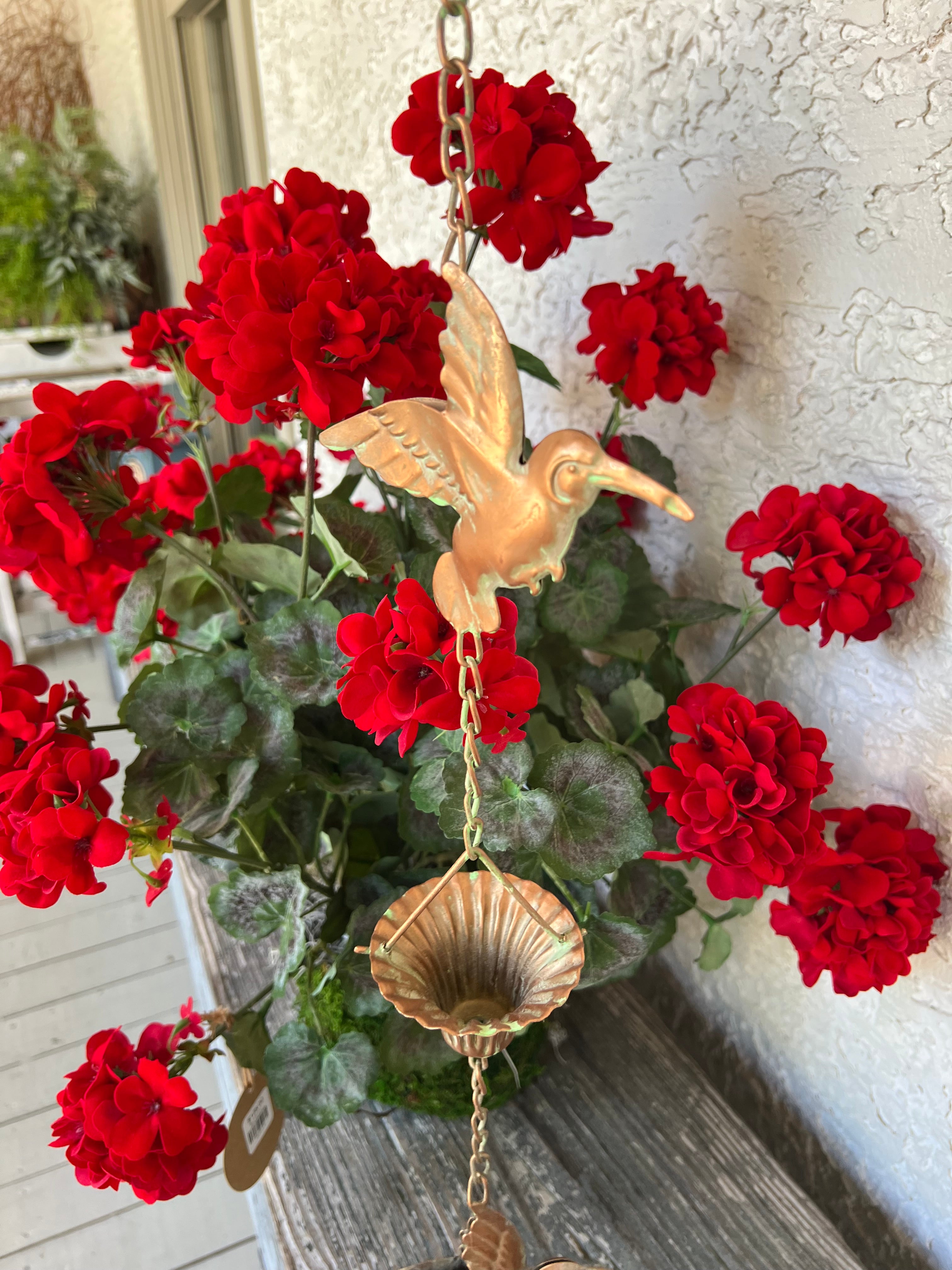 Hummingbird Iron Rain Chain and Wind Chime