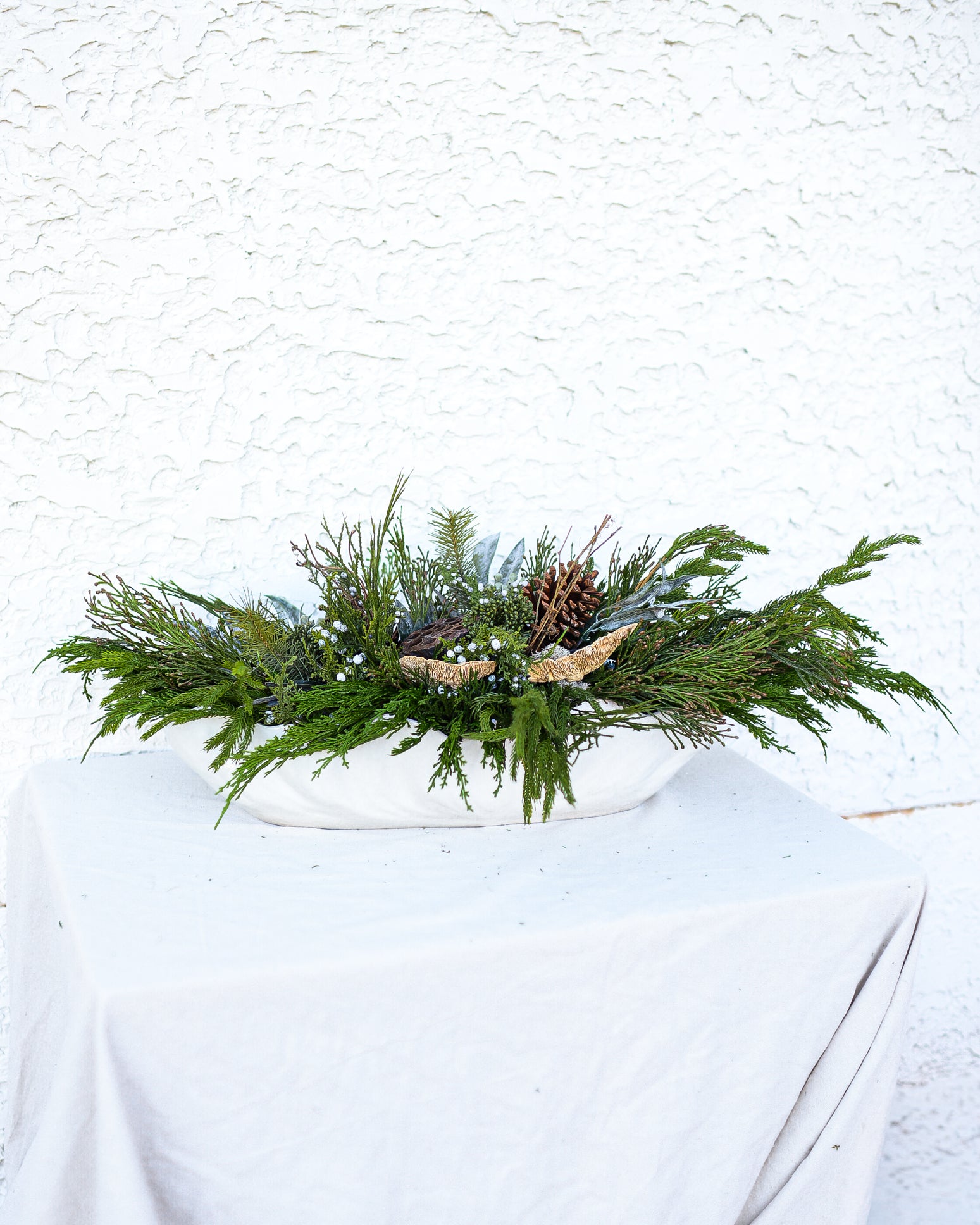 Faux Real Evergreen Elongated Centerpiece Drop In