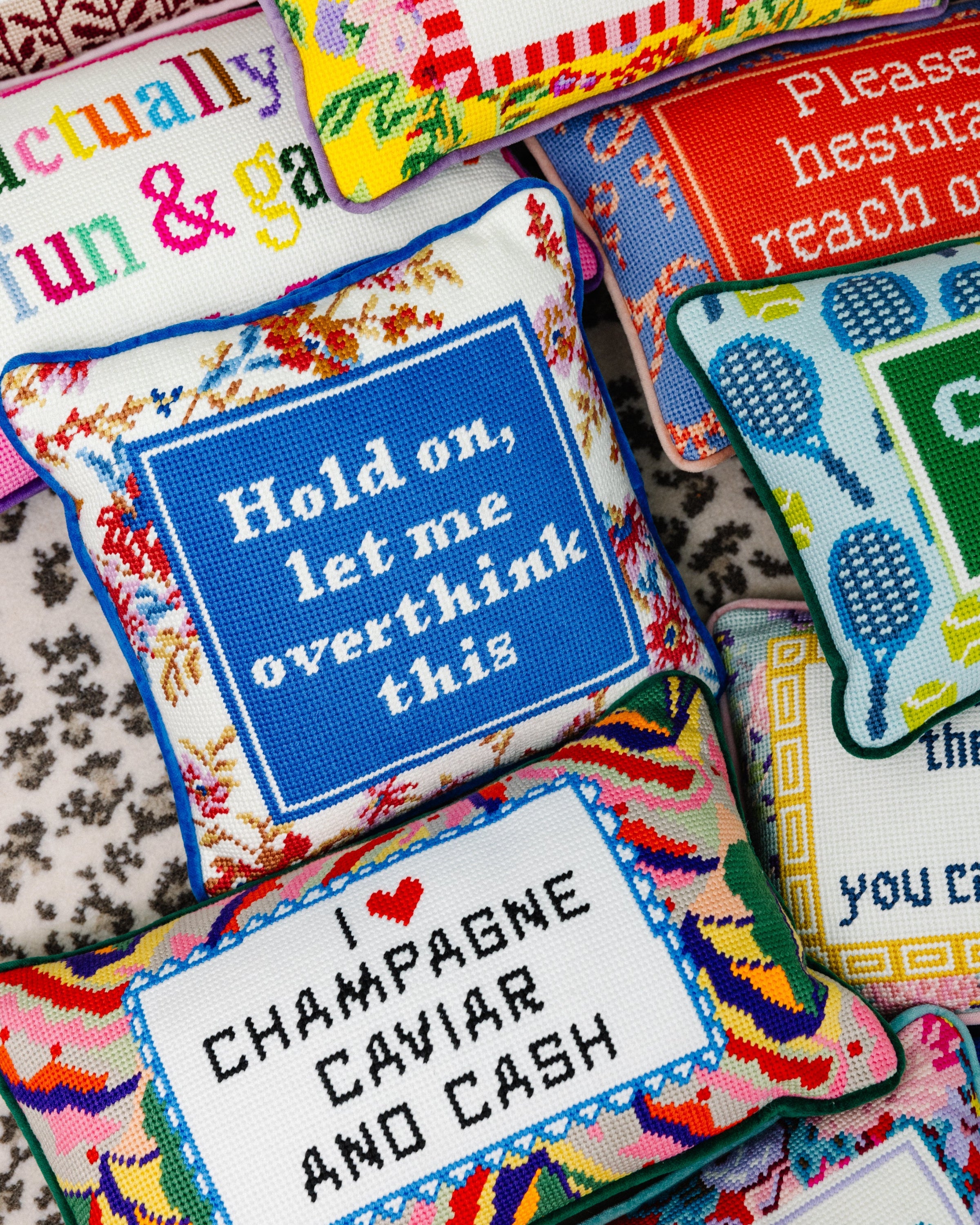 "Overthink" Needlepoint Pillow