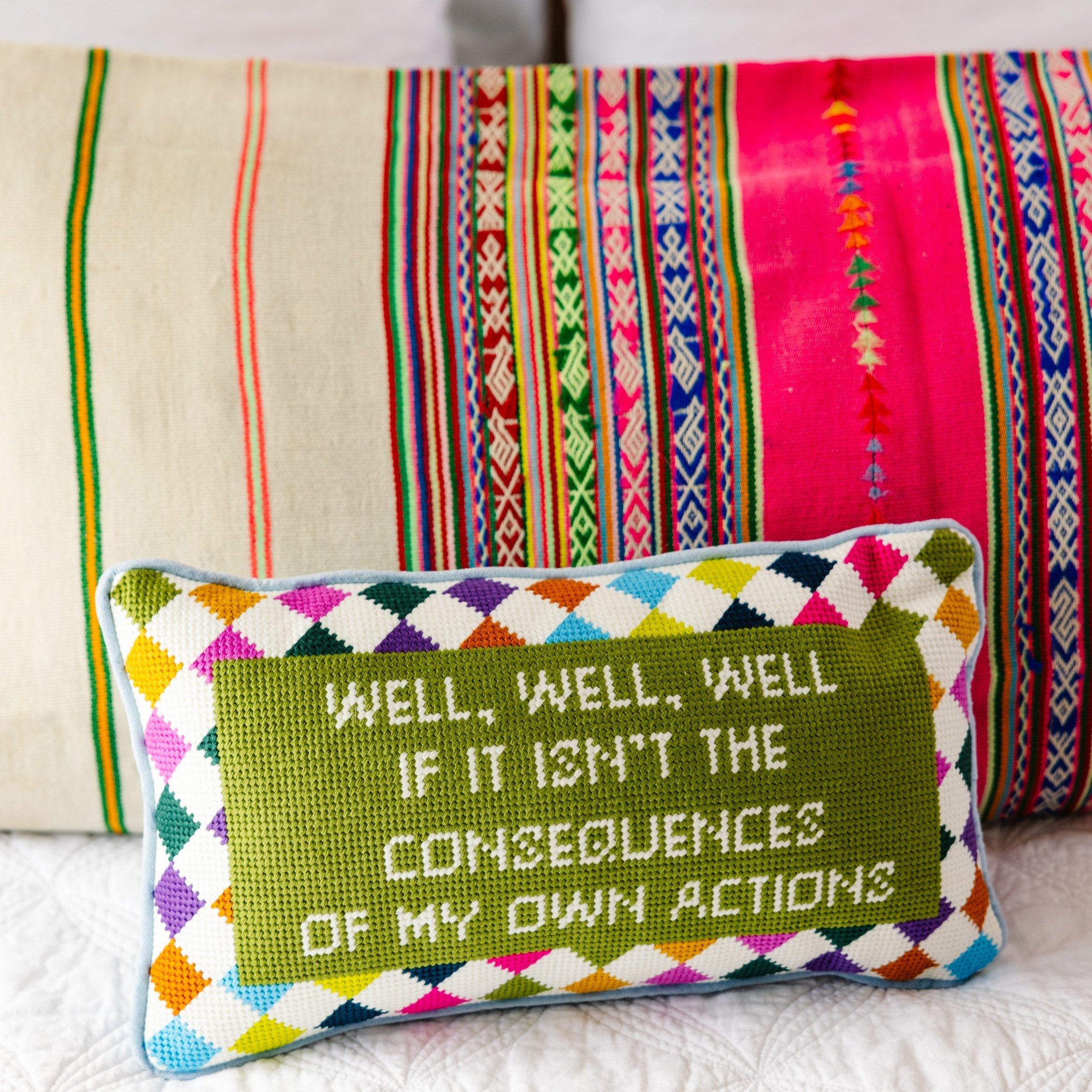 "Well Well Well" Needlepoint Pillow