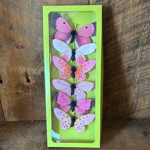 Fabric Coral Butterfly Box of Six
