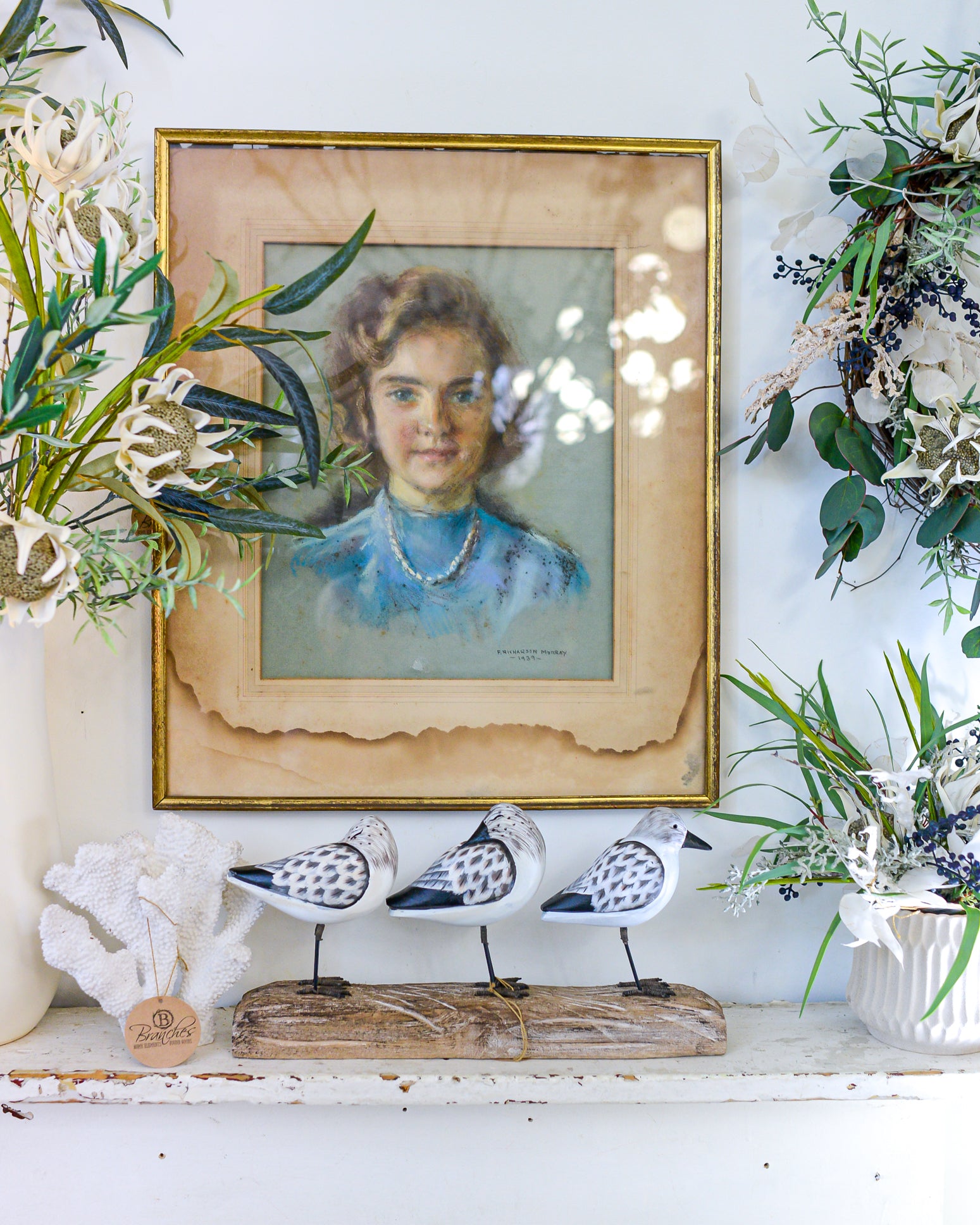 3 Sea Birds on Driftwood Wood Base