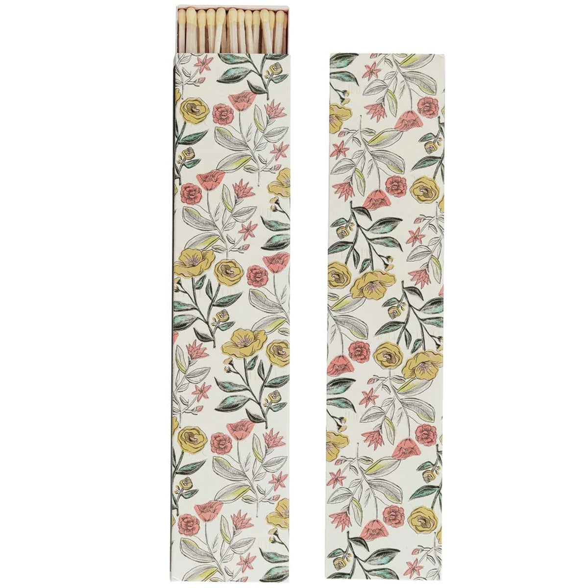 Safety Fireplace Matches in Flower Beige Matchbox