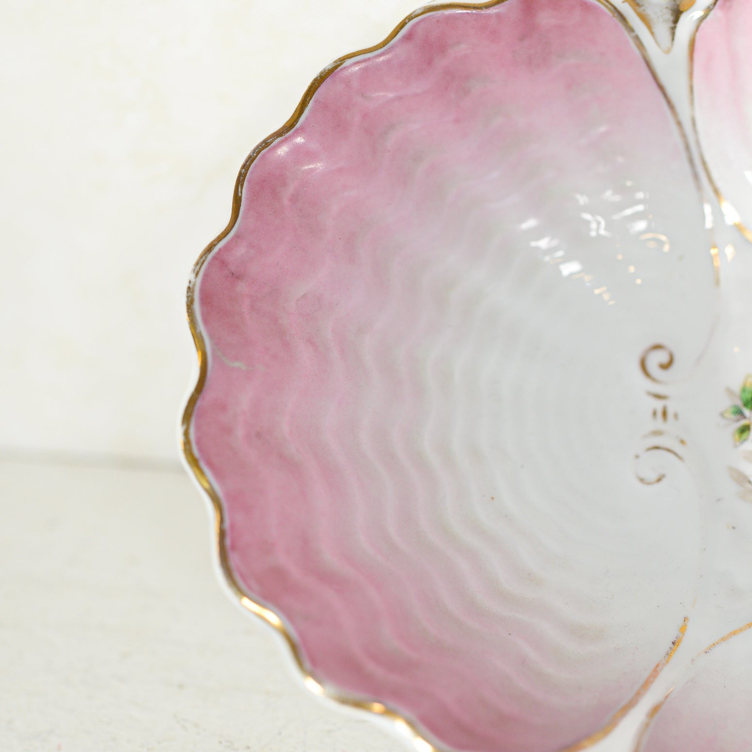 Antique German Porcelain Scalloped Bowl