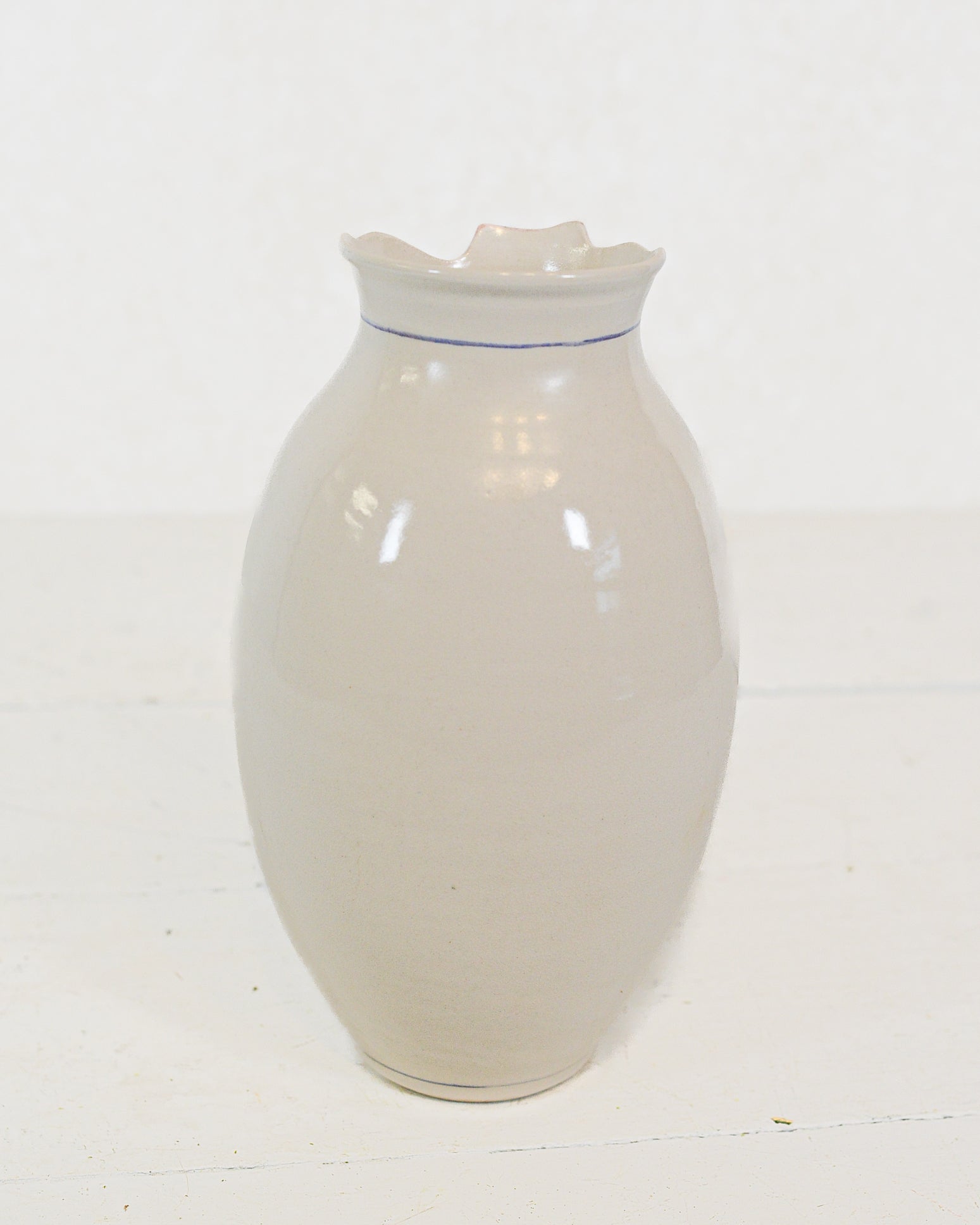 Vintage Pink Iris Handmade Painted Pottery Vase