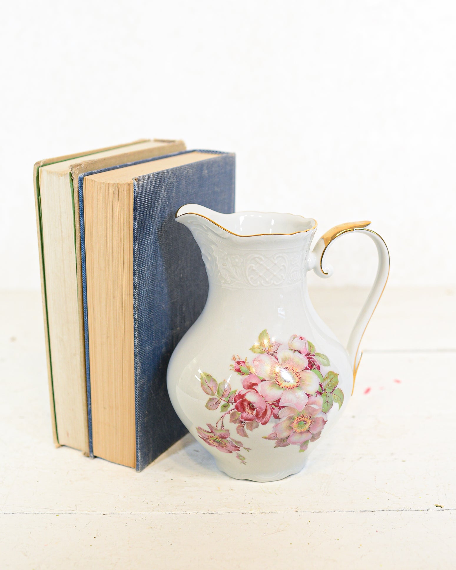 Bavaria Germany Schumann Arzberg Golden Crown Wild Rose Pitcher