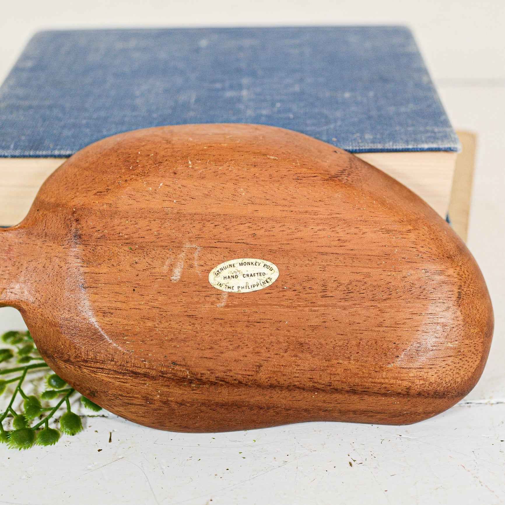 Vintage Monkey Pod Wood Leaf Divided Tray