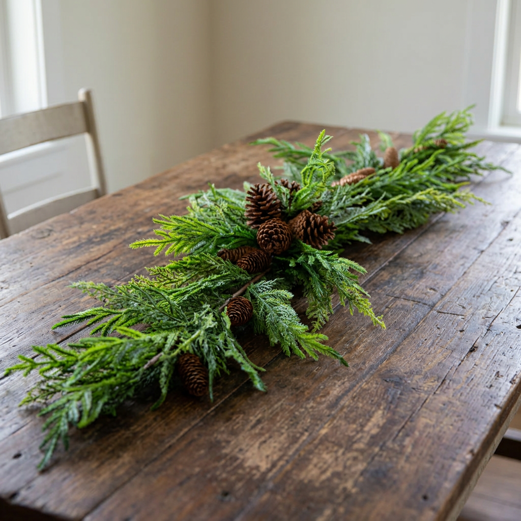 54" Woodland Evergreen Pinecone Center Swag