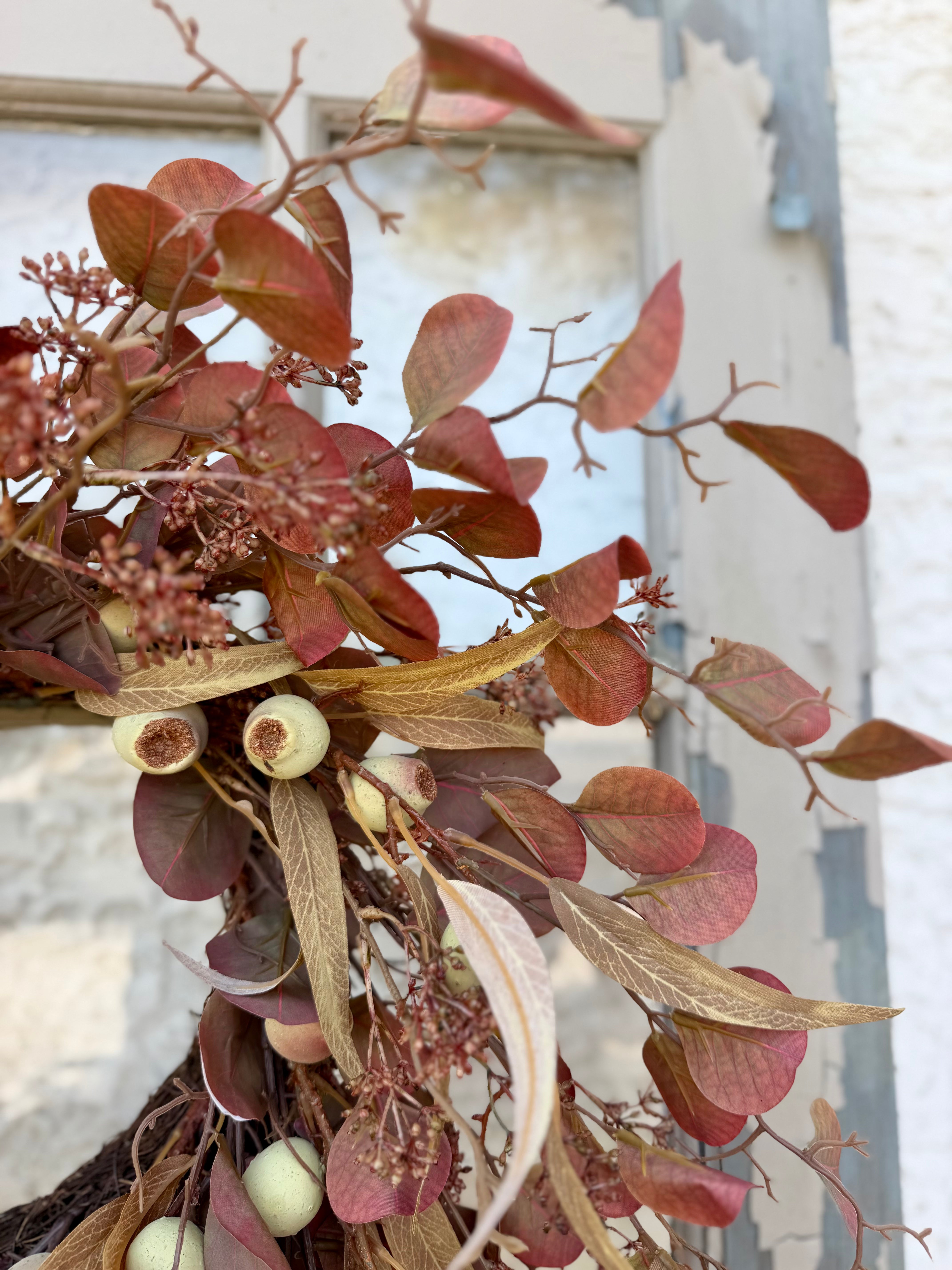 Wine Eucalyptus and Pod Wreath 24" D