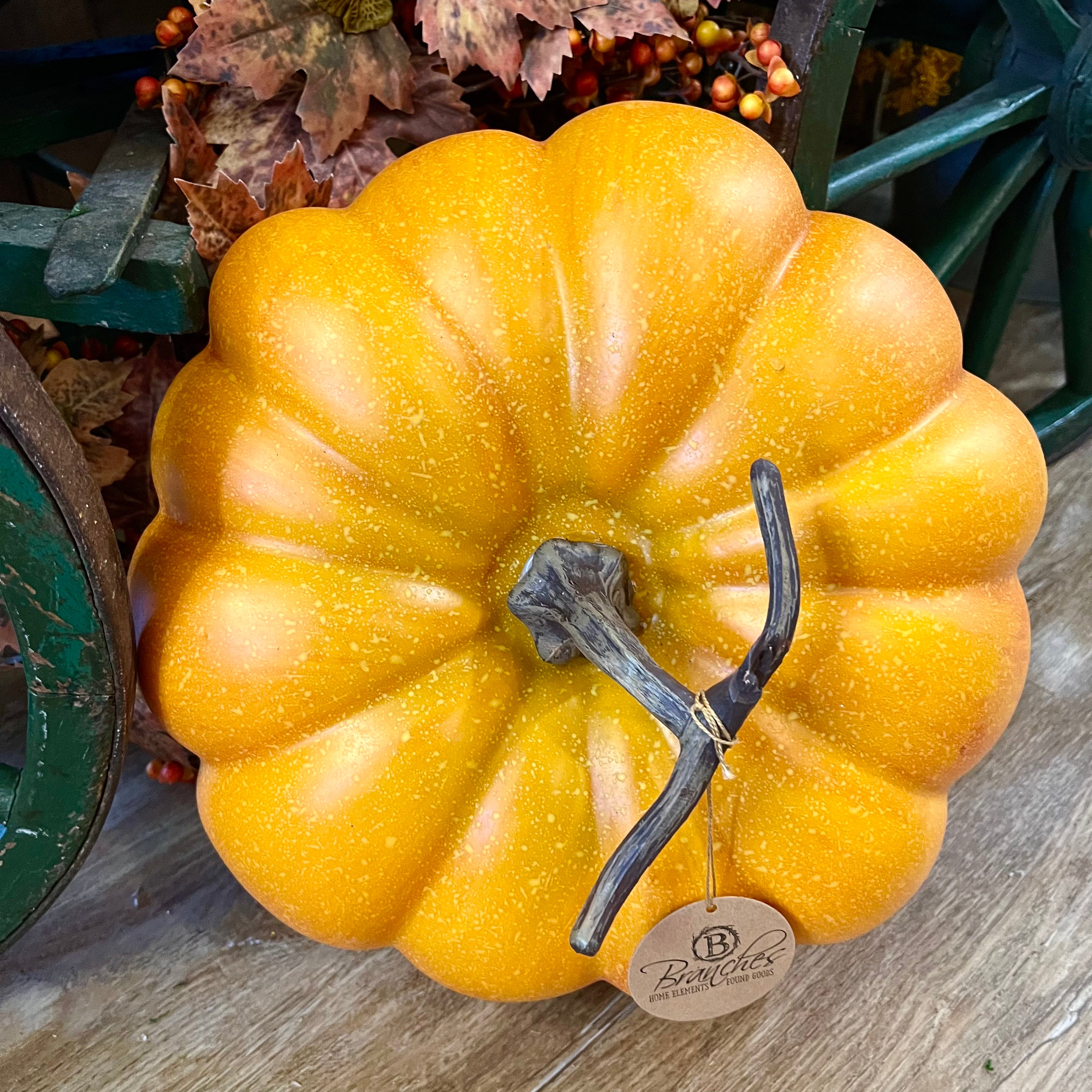 Orange and Yellow Speckled Faux Pumpkin Large