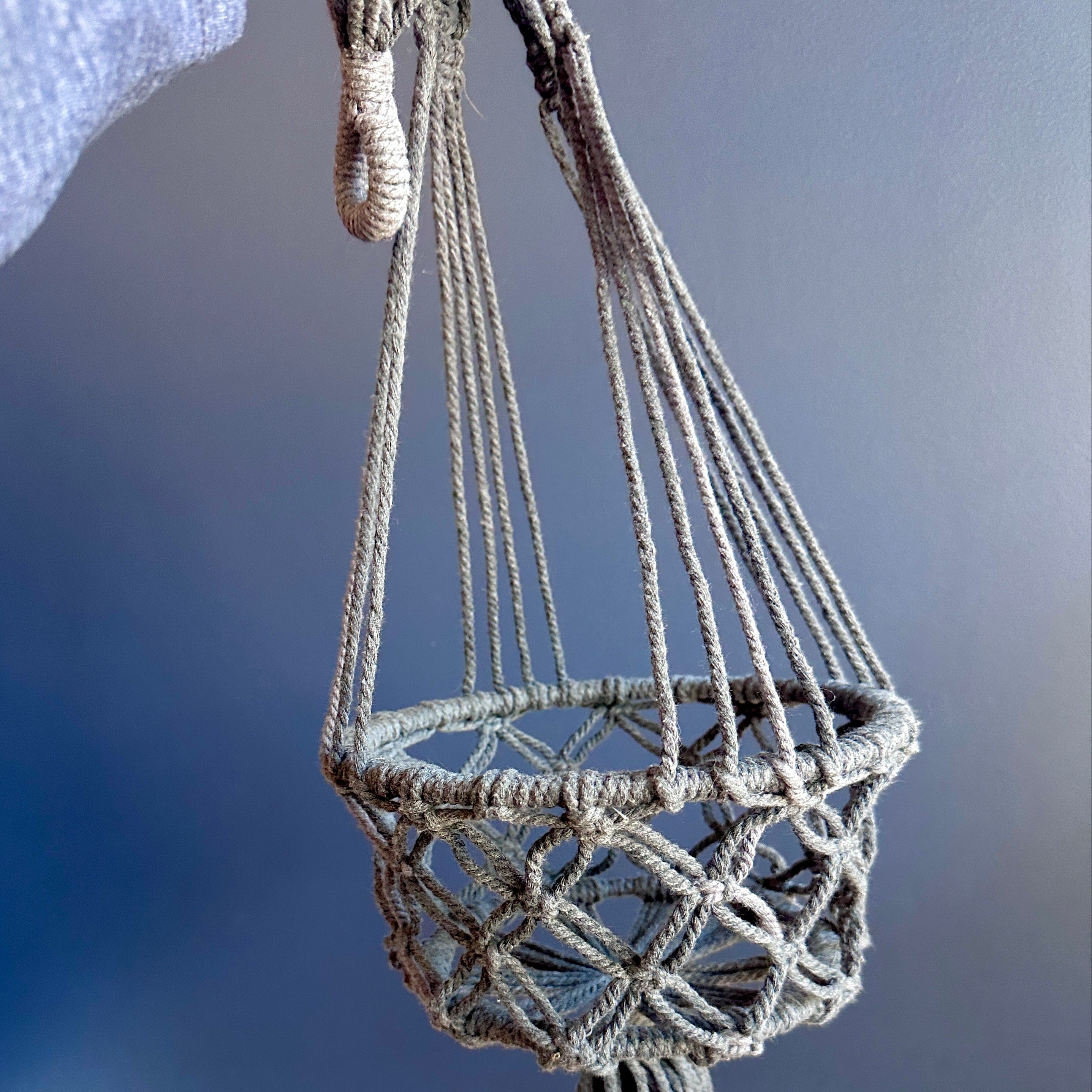Grey Macrame Hanging Plant Hanger