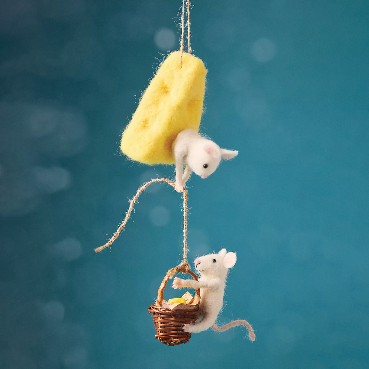Wool Felt Mice on Cheese Food Ornament
