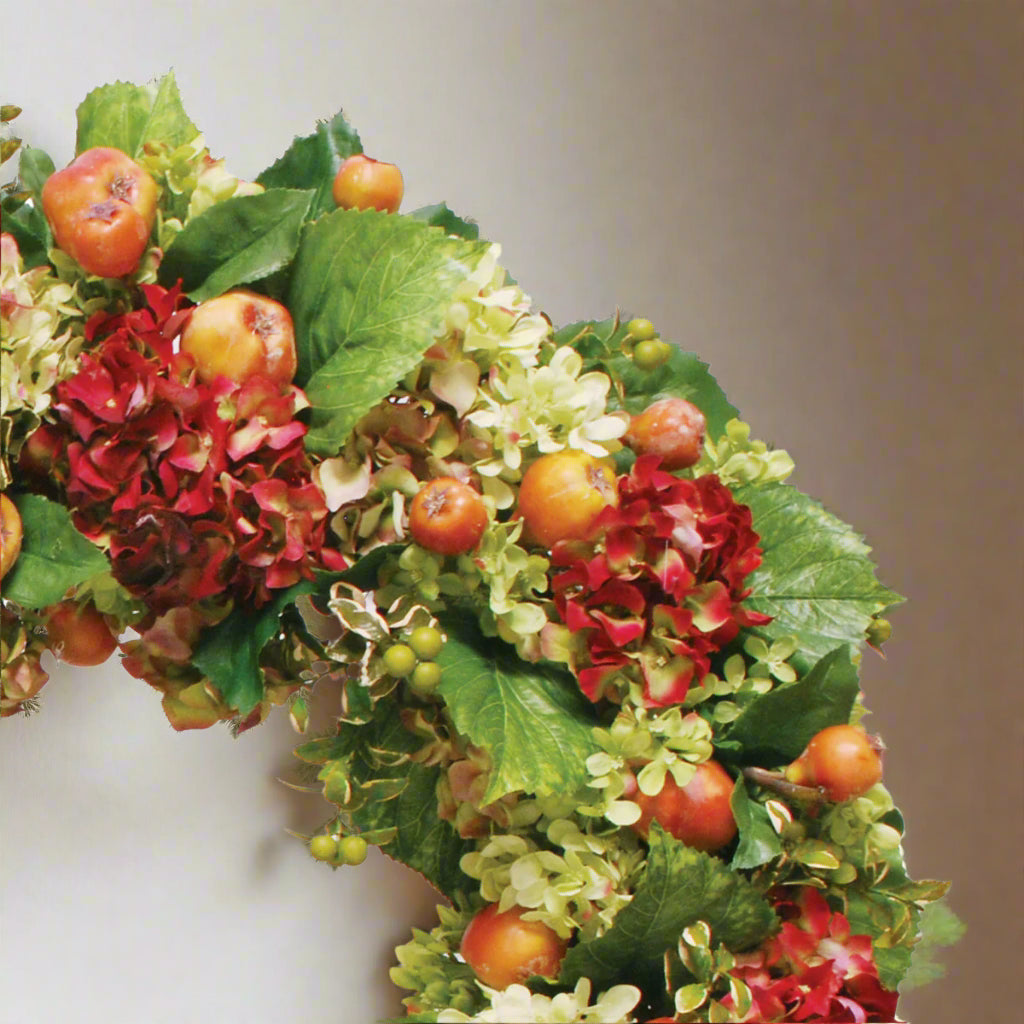 Green Hydrangea and Quince Wreath