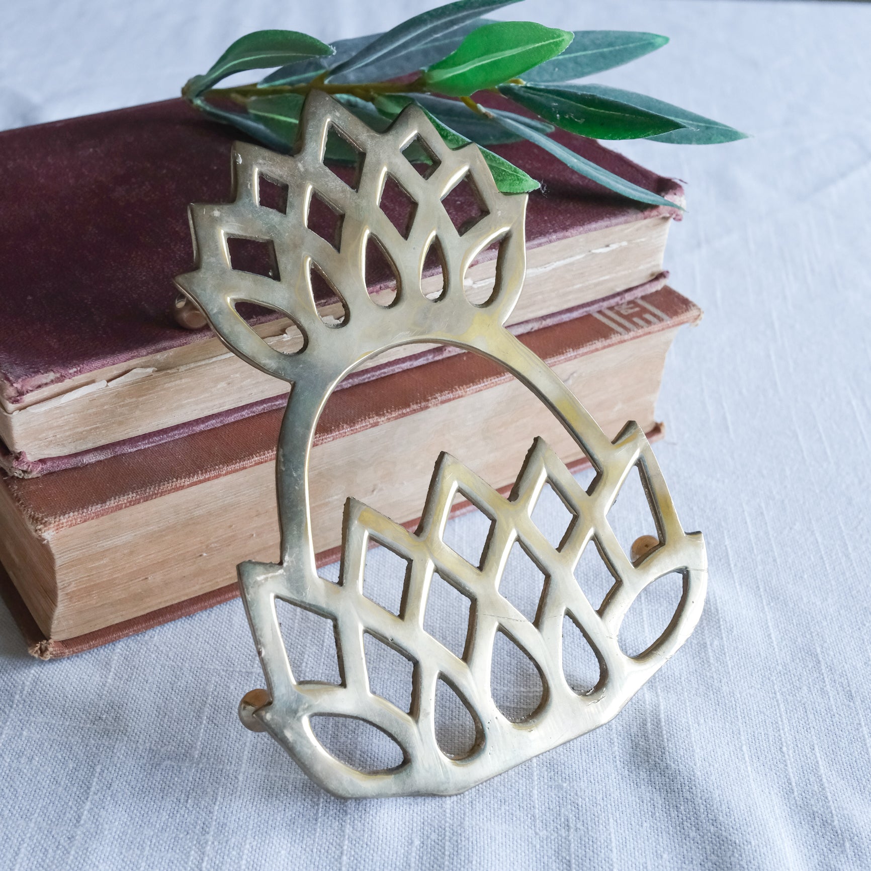 Vintage Solid Brass Pineapple Trivet