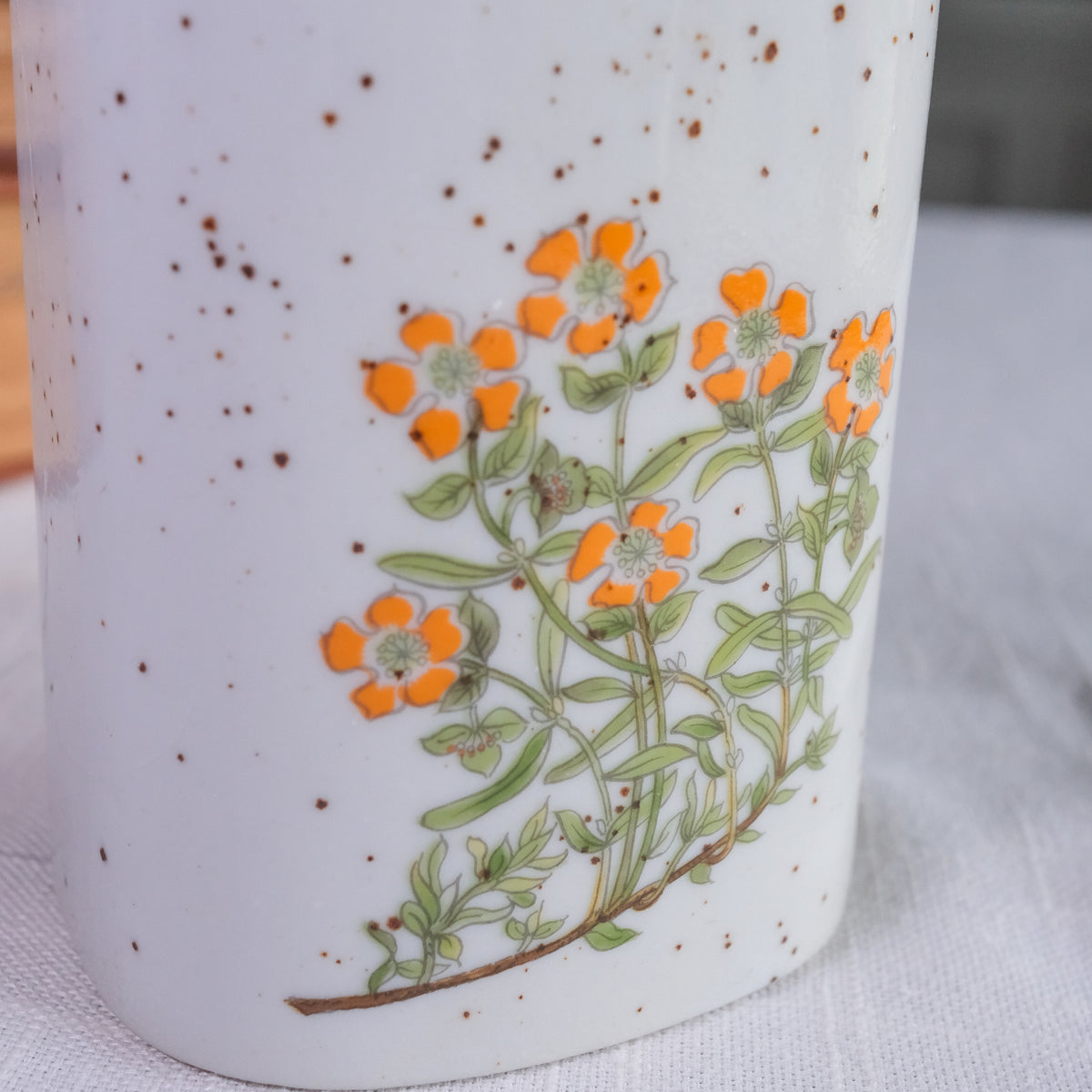 Takahashi Crafted in Japan Speckled Pottery Citrus Wildflower Petite Wall Vases - Set of 2