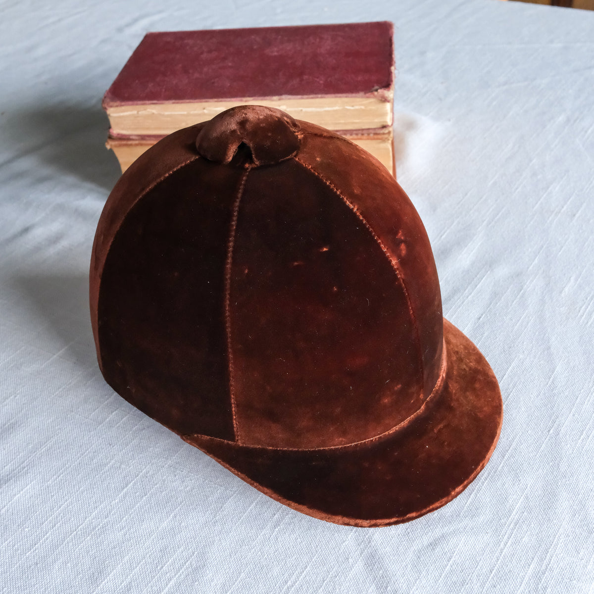 Vintage Brown Velvet Equestrian Horse Helmet - Youth Size
