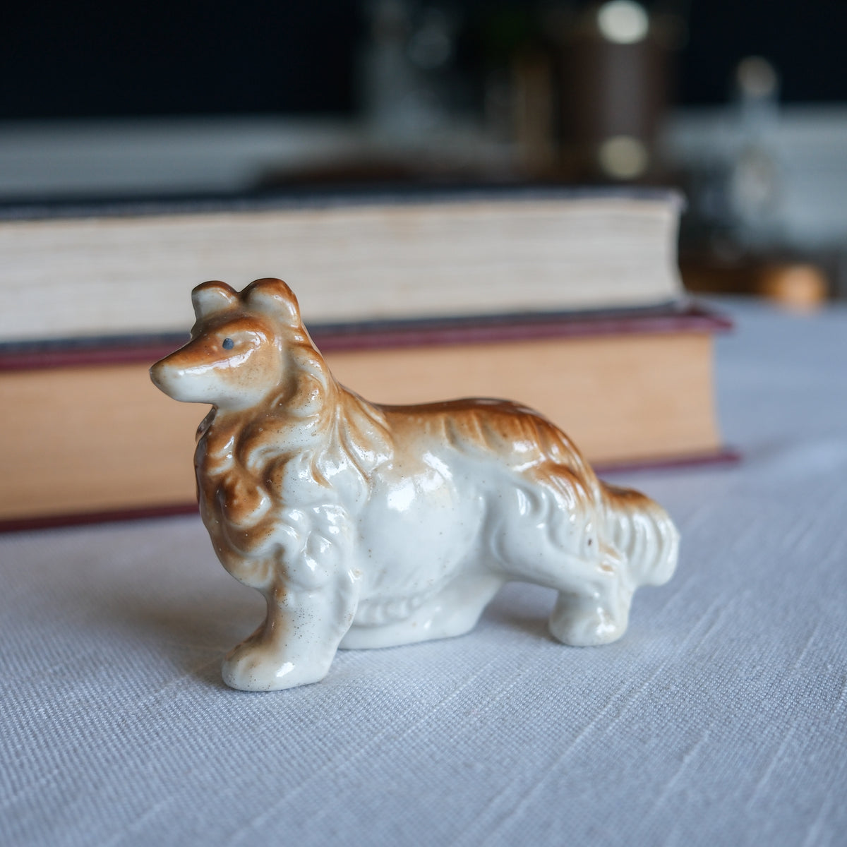 Vintage Collie Dog Japan Ceramic Petite Figurine