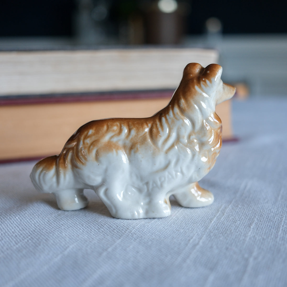 Vintage Collie Dog Japan Ceramic Petite Figurine