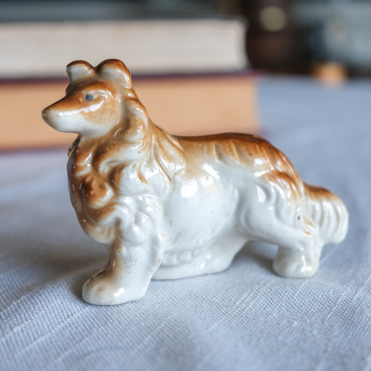 Vintage Collie Dog Japan Ceramic Petite Figurine