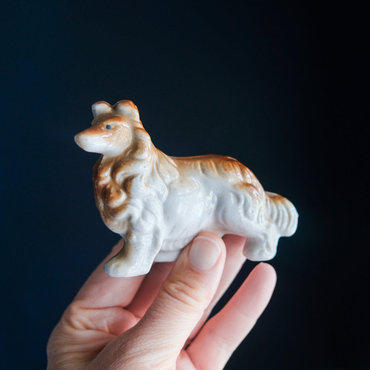 Vintage Collie Dog Japan Ceramic Petite Figurine
