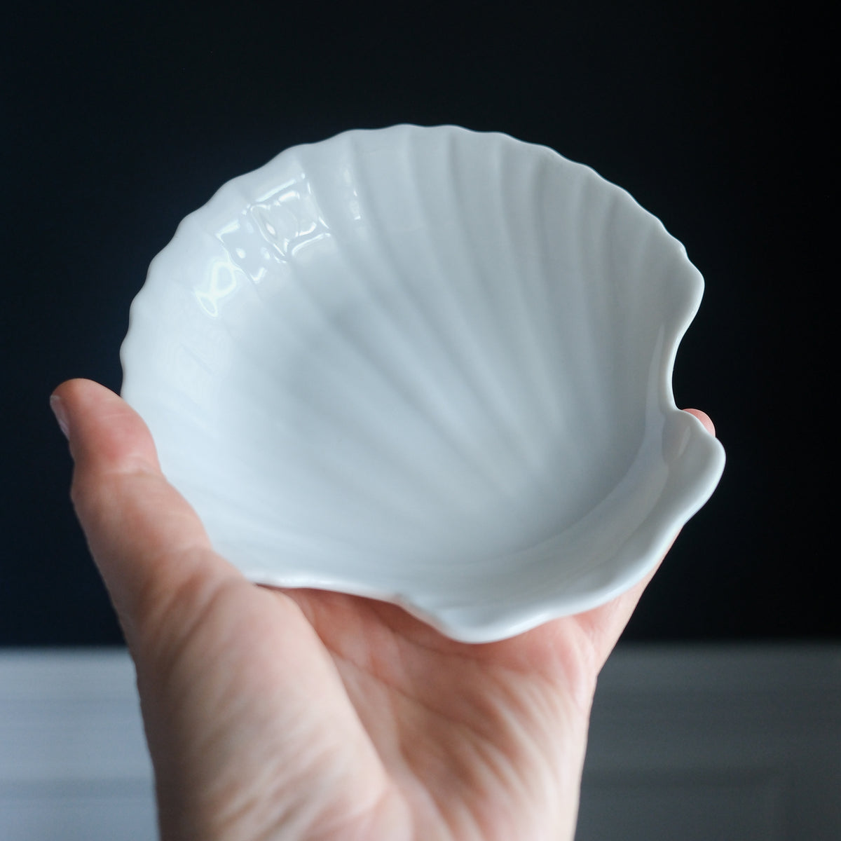 Set of 6 Petite White Ceramic Shell Dishes