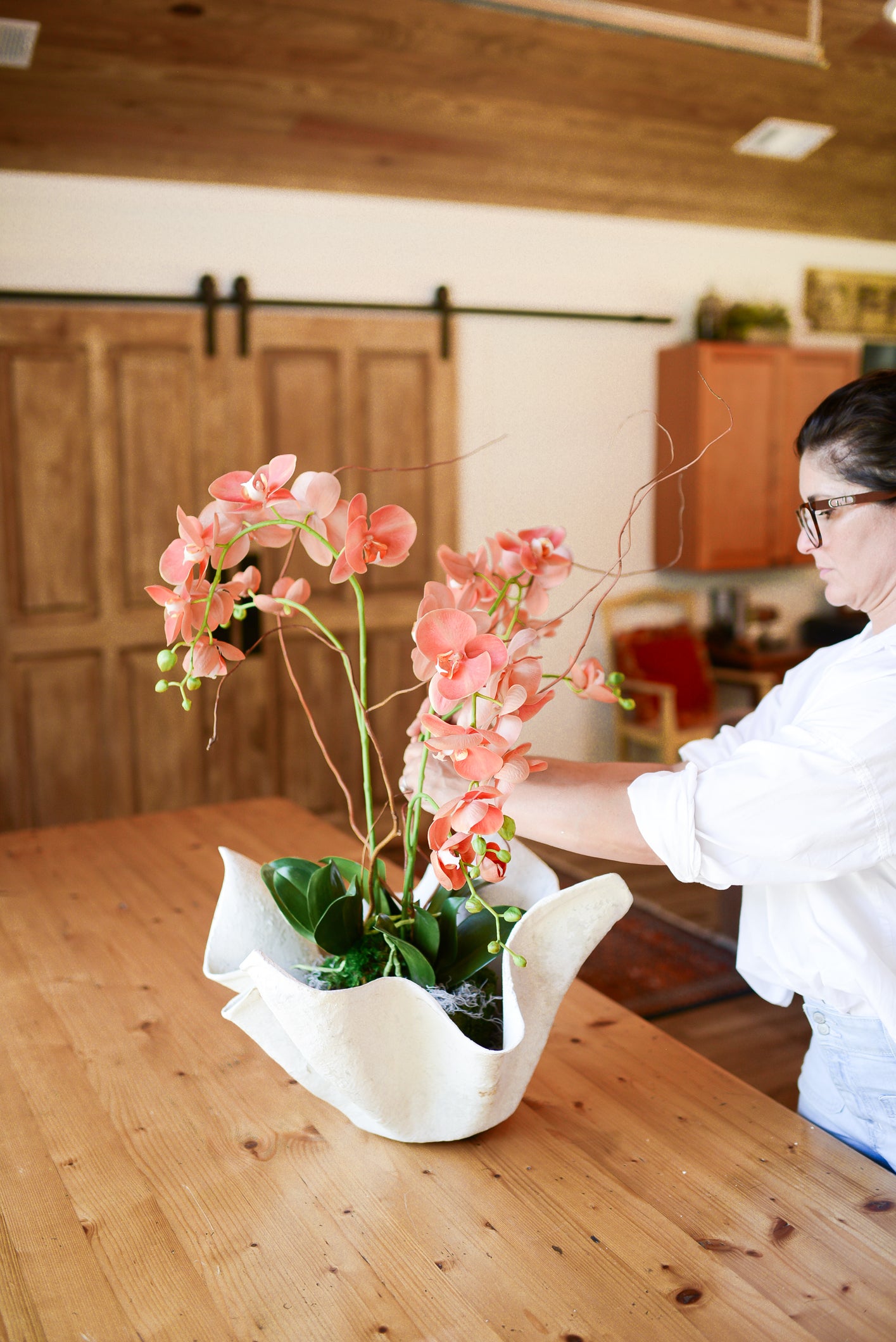 Triple Coral Phalaenopsis Orchid Drop In