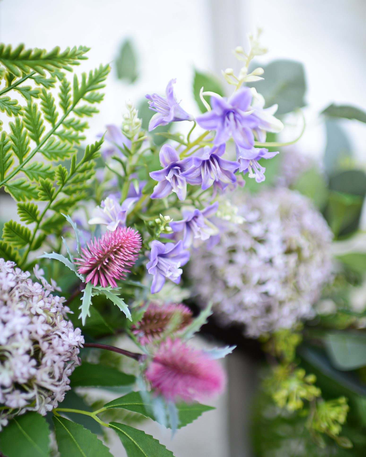 Snowball Thistle Fern Wreath