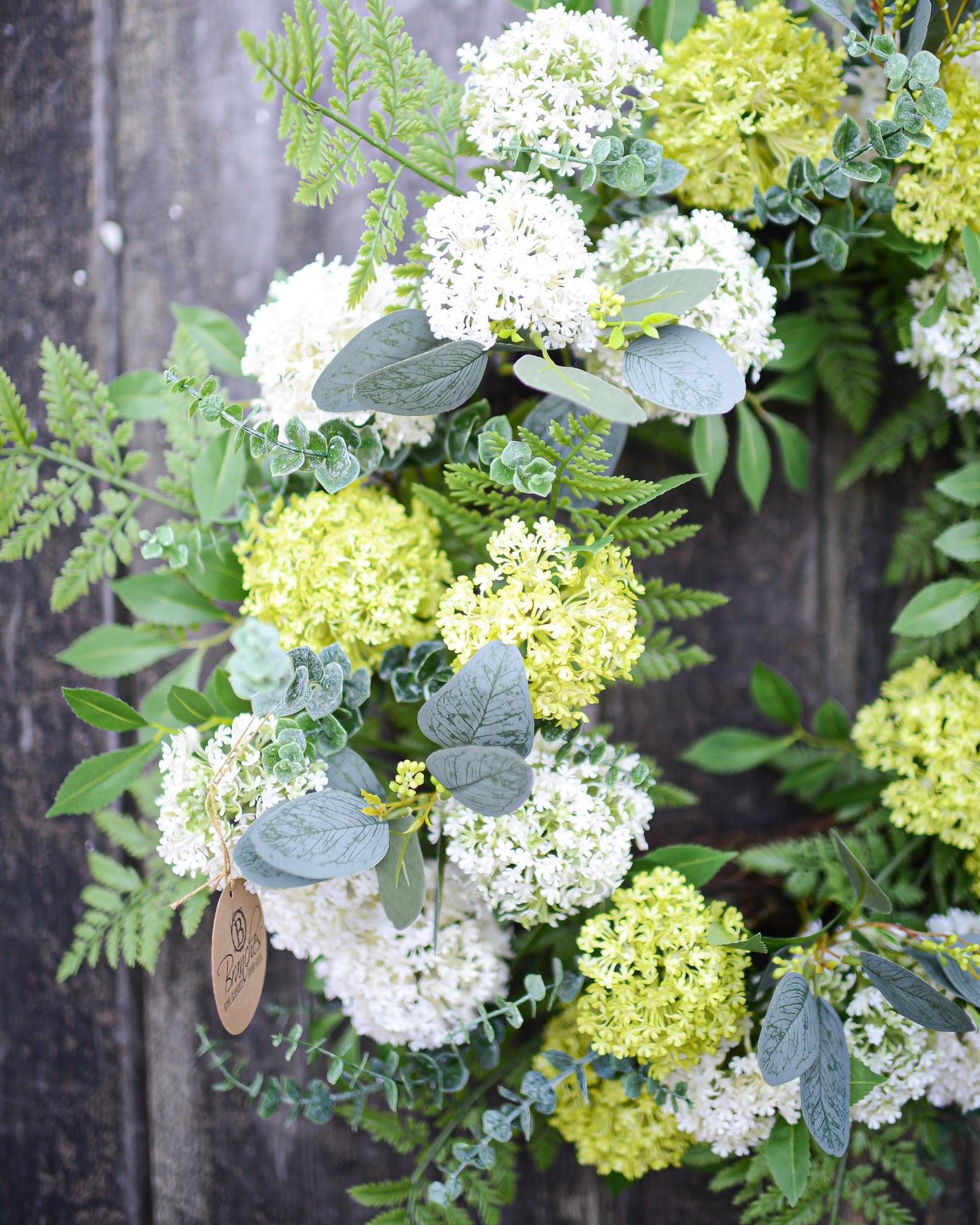 Snowball Cream & Yellow Fern Wreath