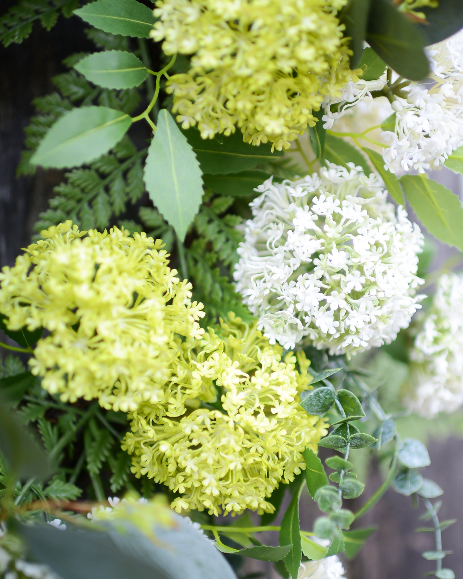 Snowball Cream & Yellow Fern Wreath