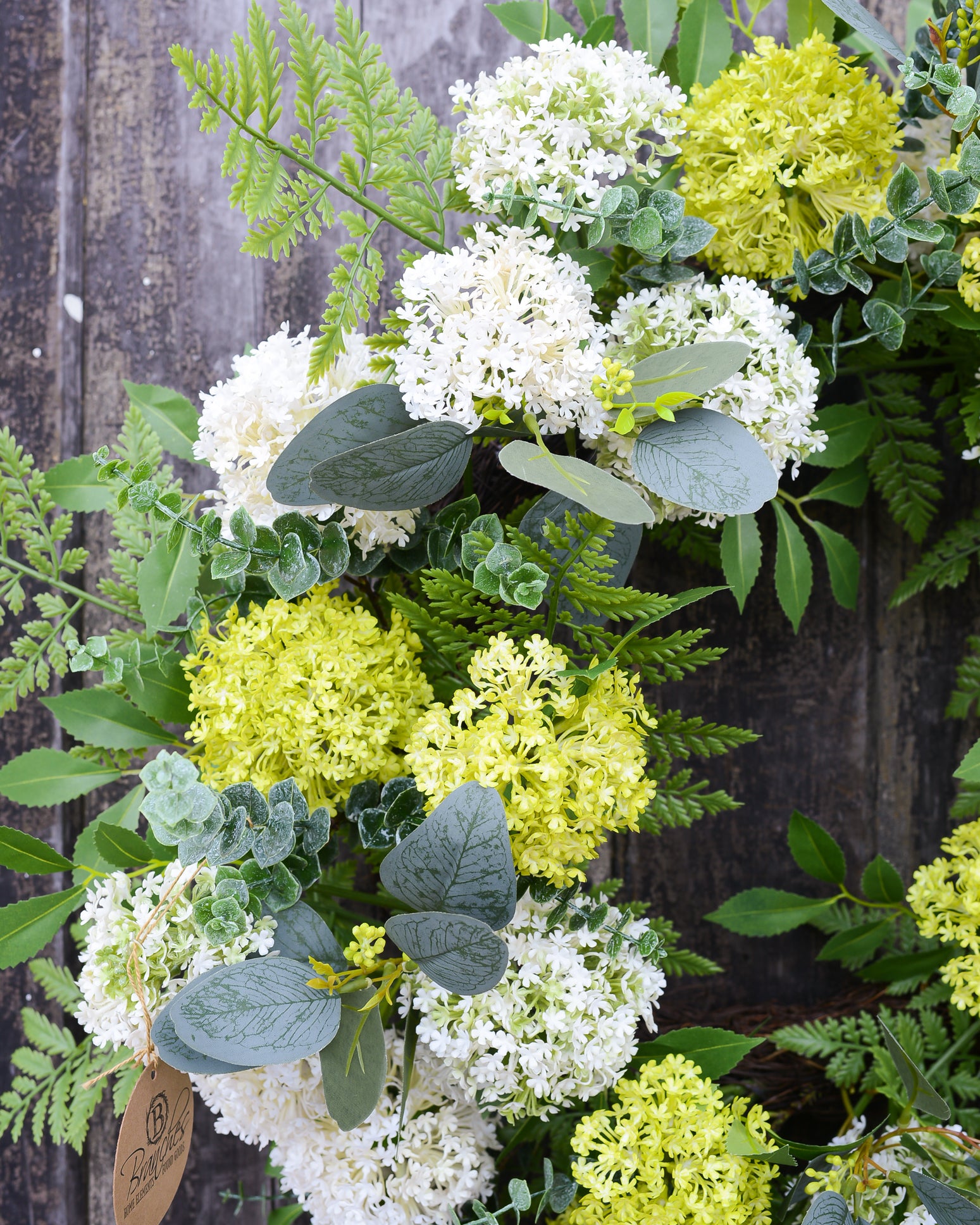 Snowball Cream & Yellow Fern Wreath