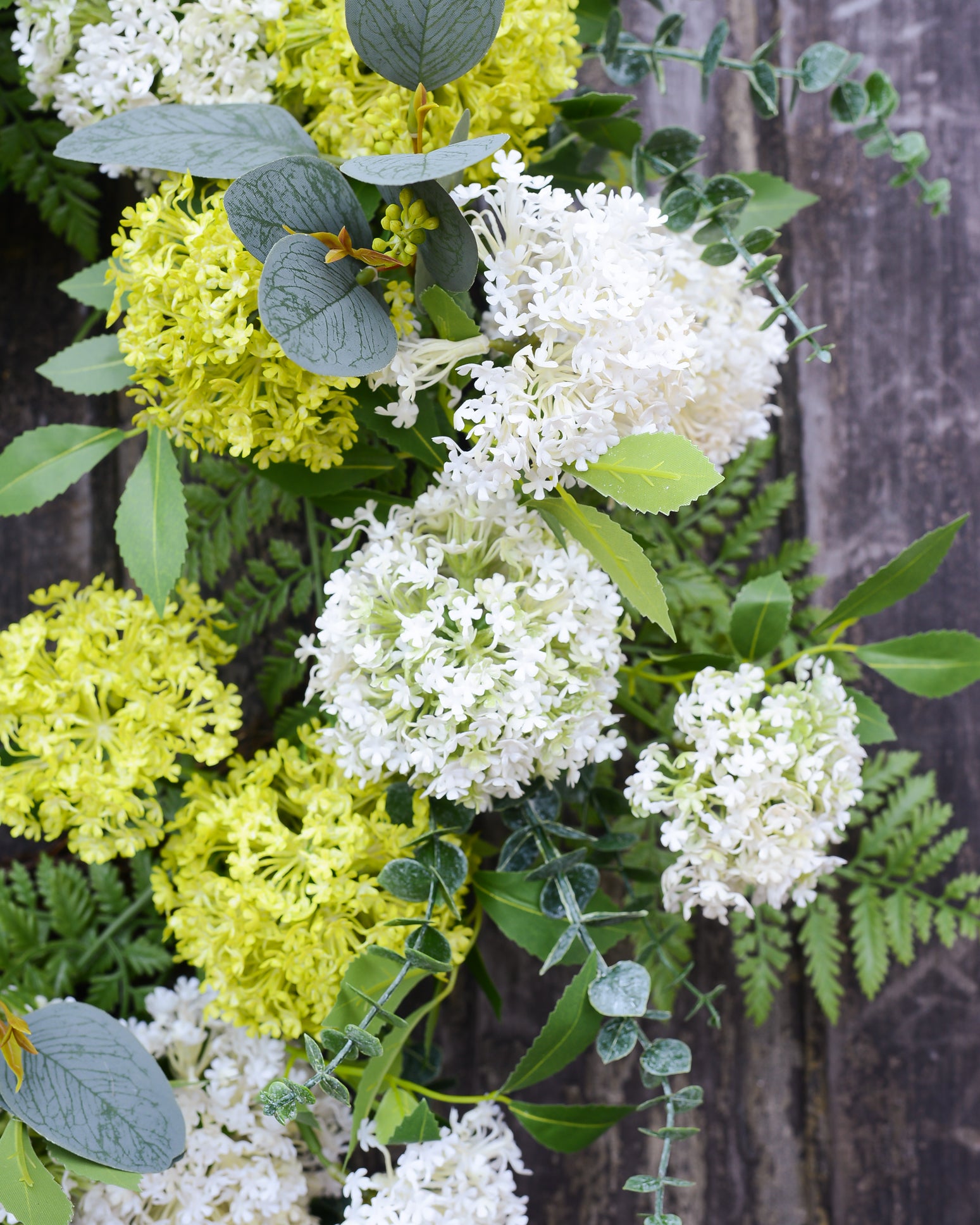 Snowball Cream & Yellow Fern Wreath