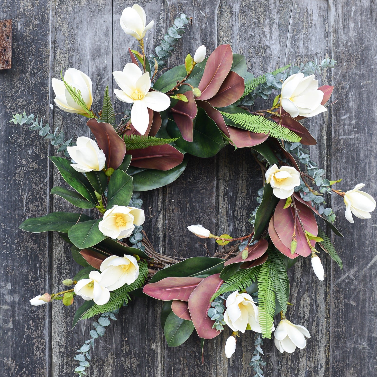 White Saucer Magnolia Wreath