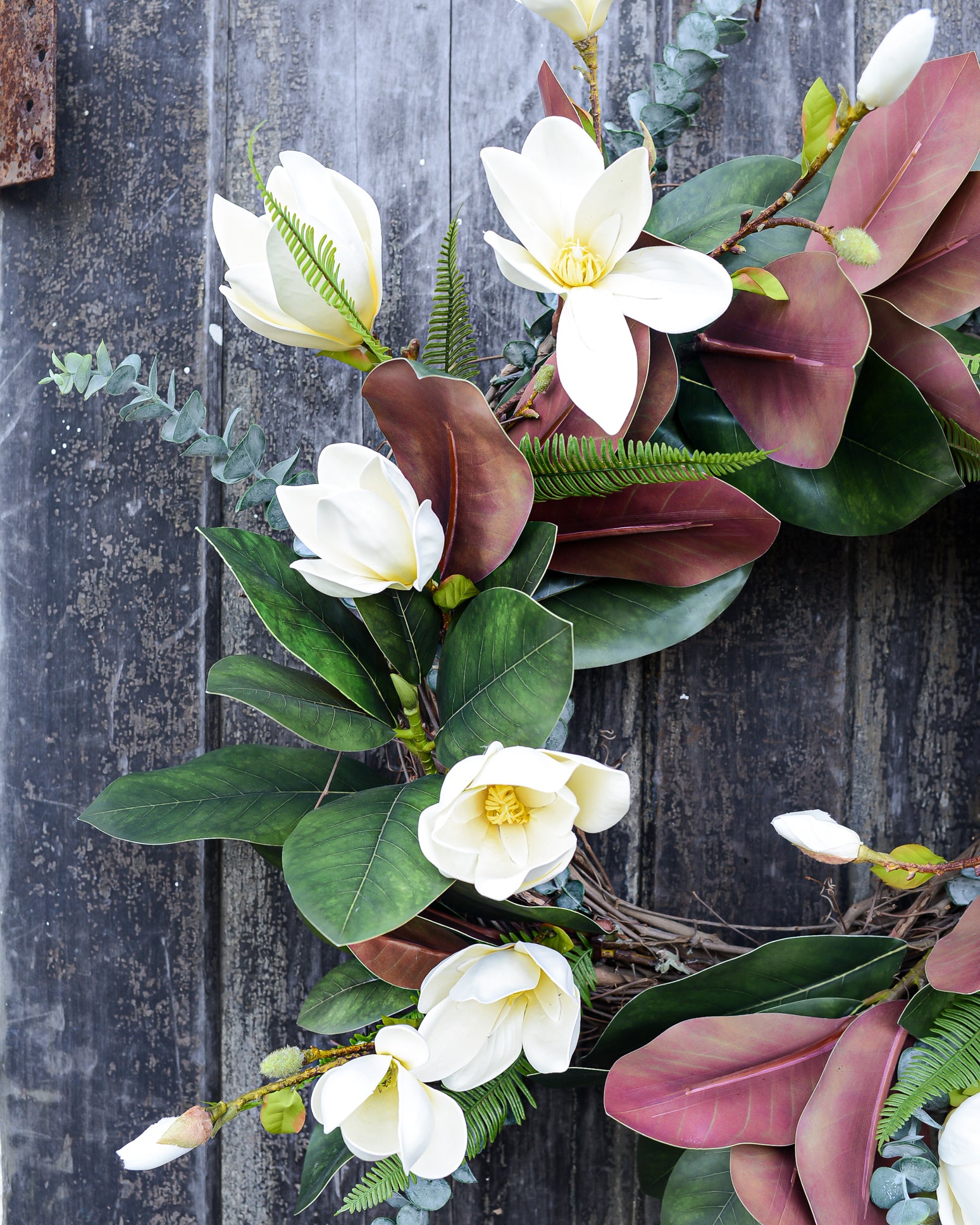 White Saucer Magnolia Wreath