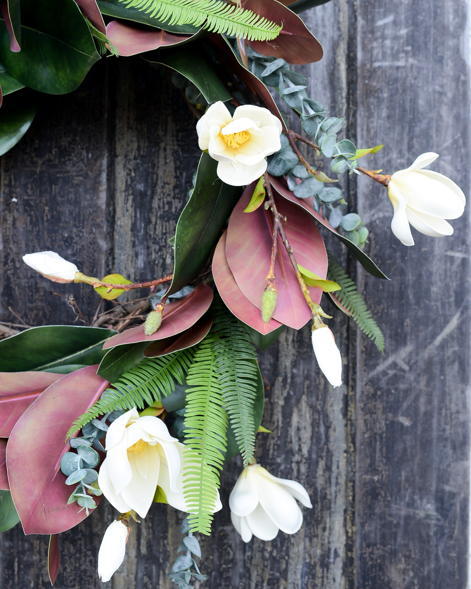 White Saucer Magnolia Wreath