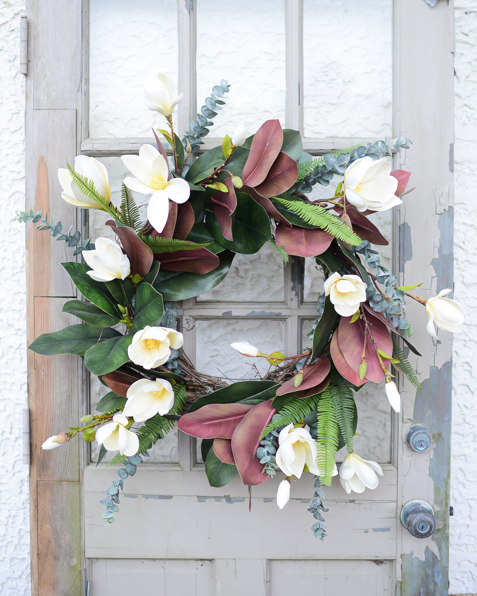 White Saucer Magnolia Wreath