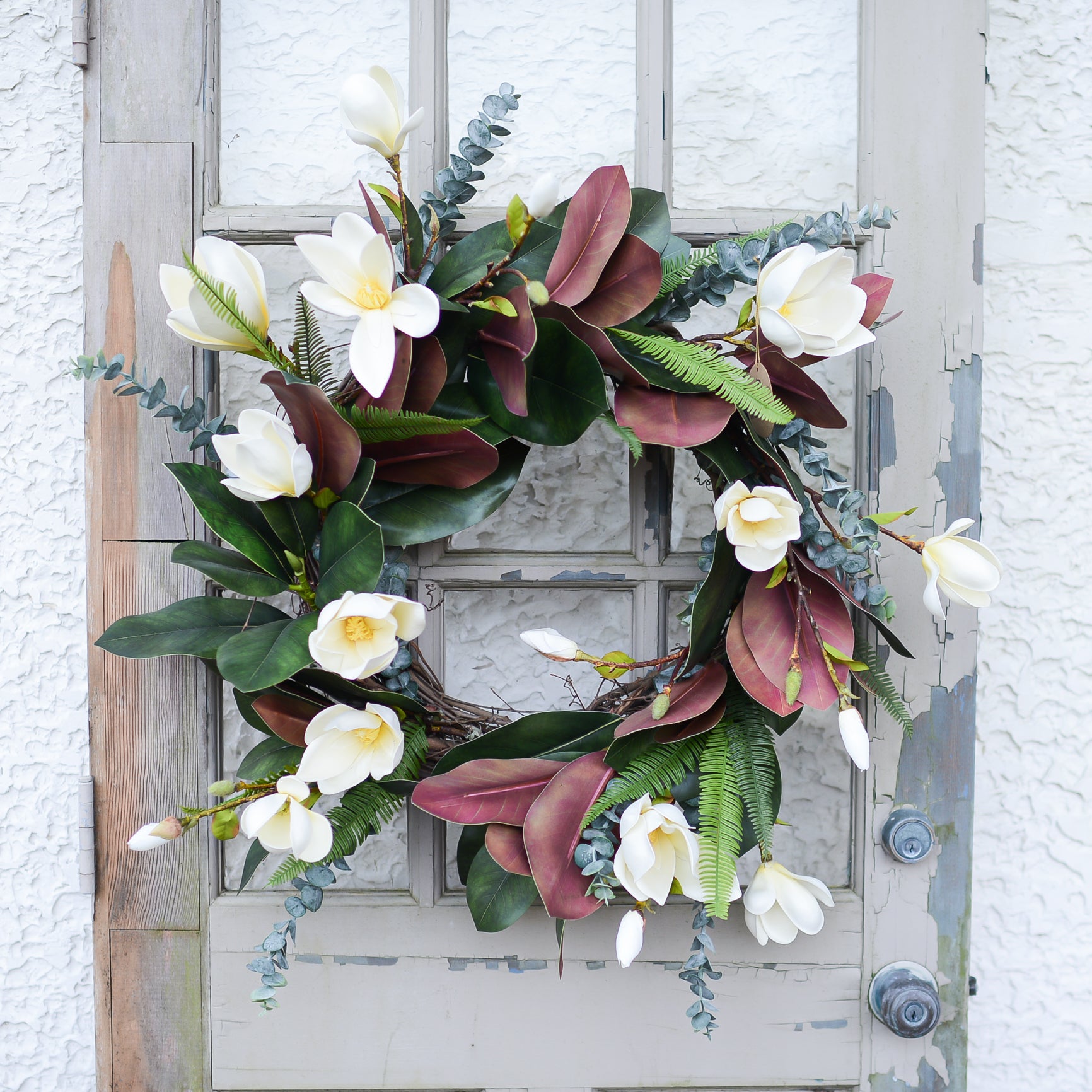 White Saucer Magnolia Wreath