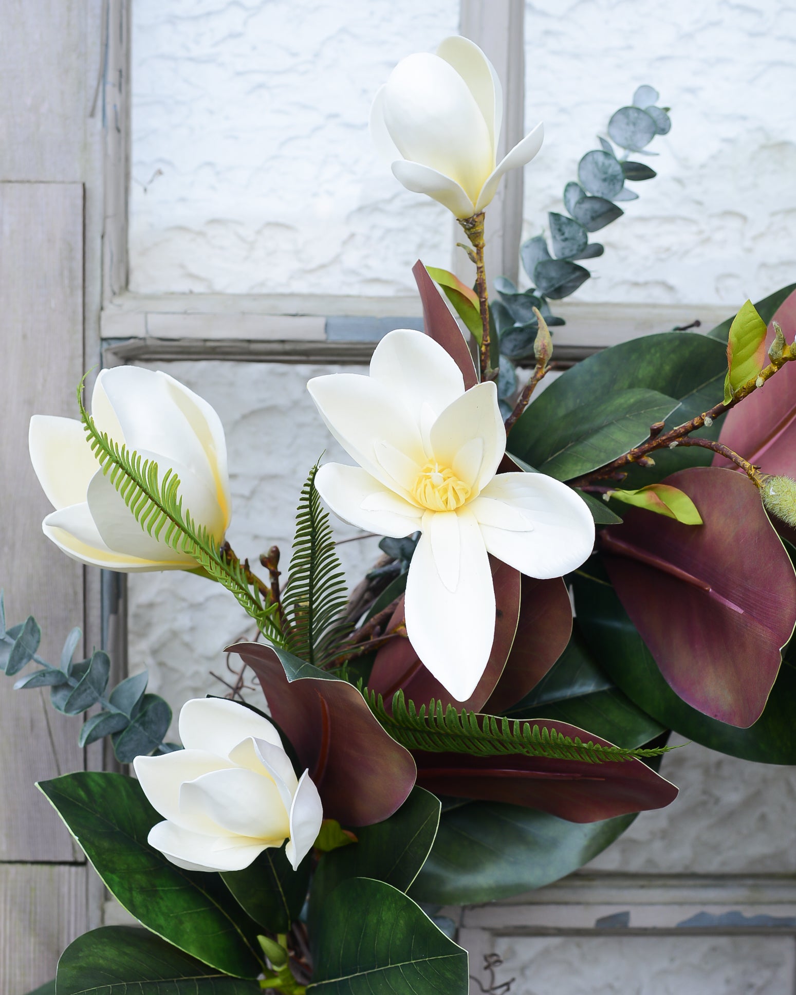 White Saucer Magnolia Wreath