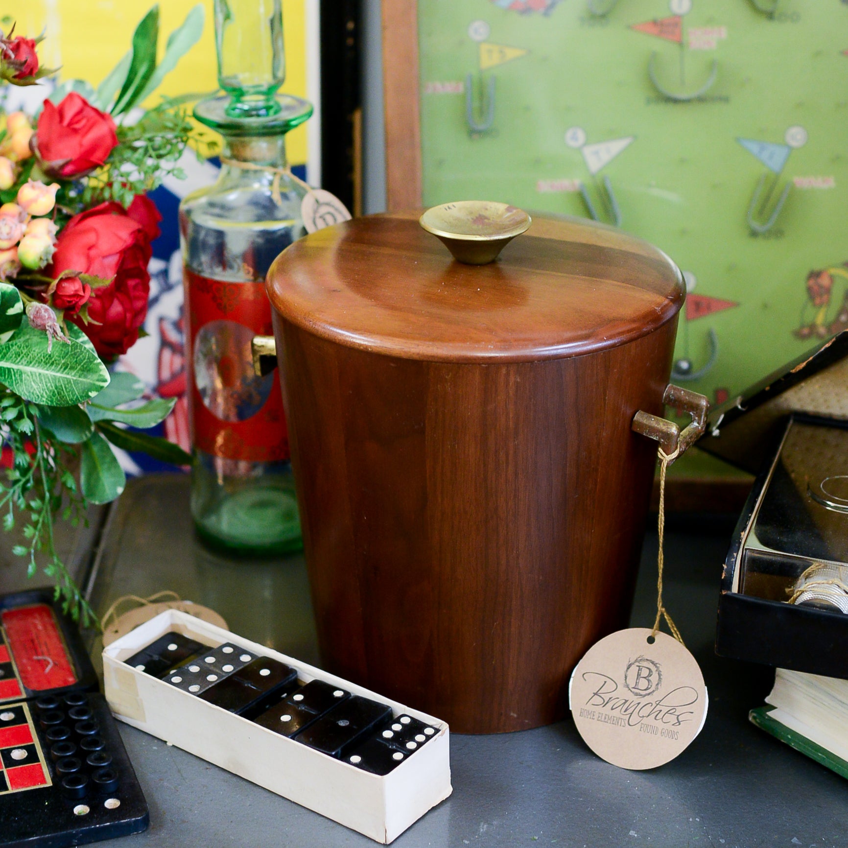 Mid-Century Walnut & Brass Ice Bucket