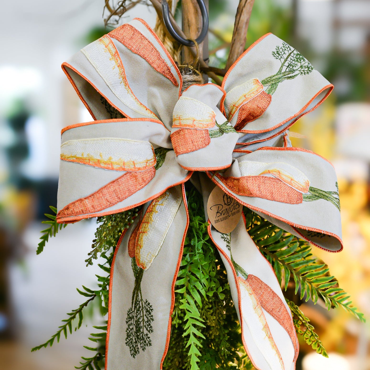 Spring Carrot Elongated Oversized Bow