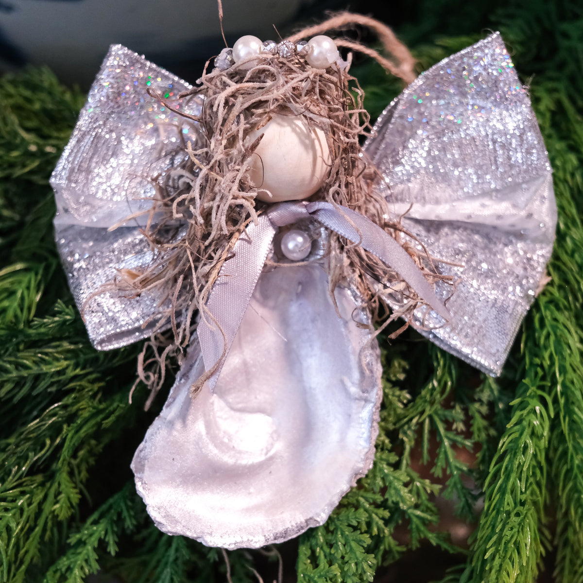 Silver Oyster Shell Angel Handmade Ornament