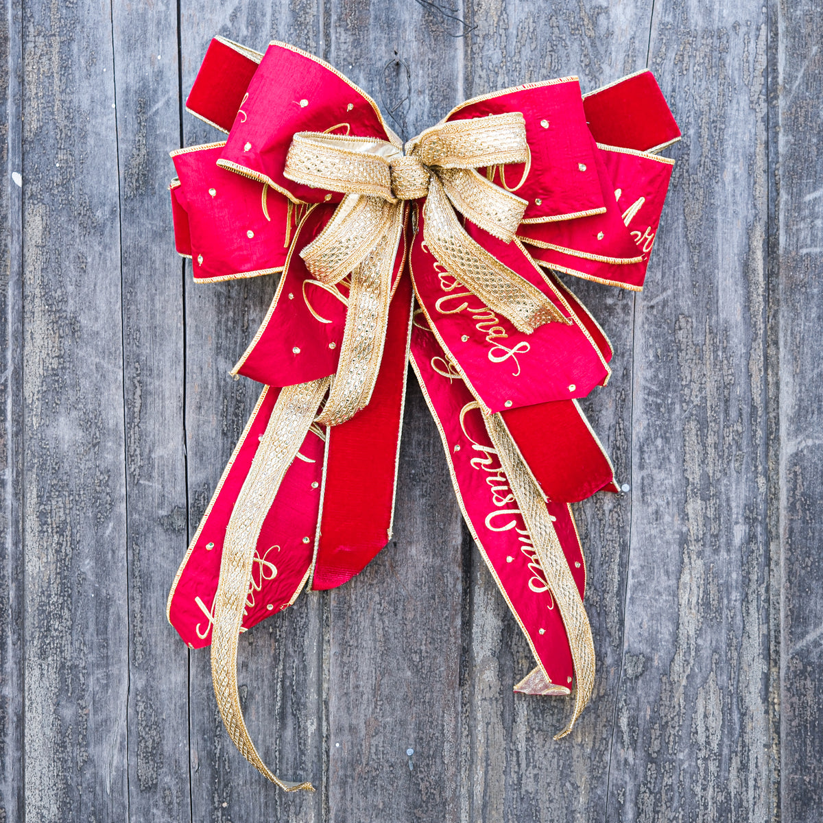 Merry Christmas and Gold Luxe Hand-Tied Bow