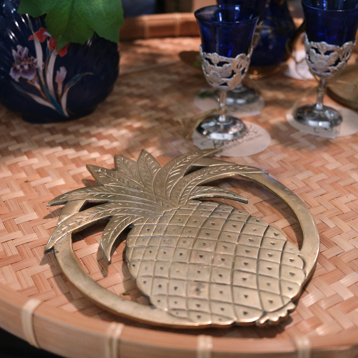 Brass Etched Pineapple Trivet