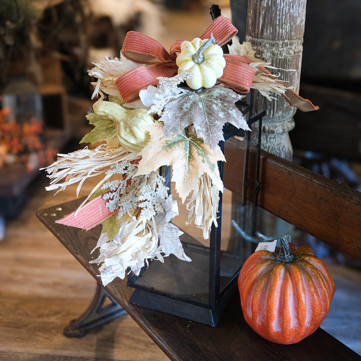 Fall Foliage & Pumpkin Decorative Lantern Attachment