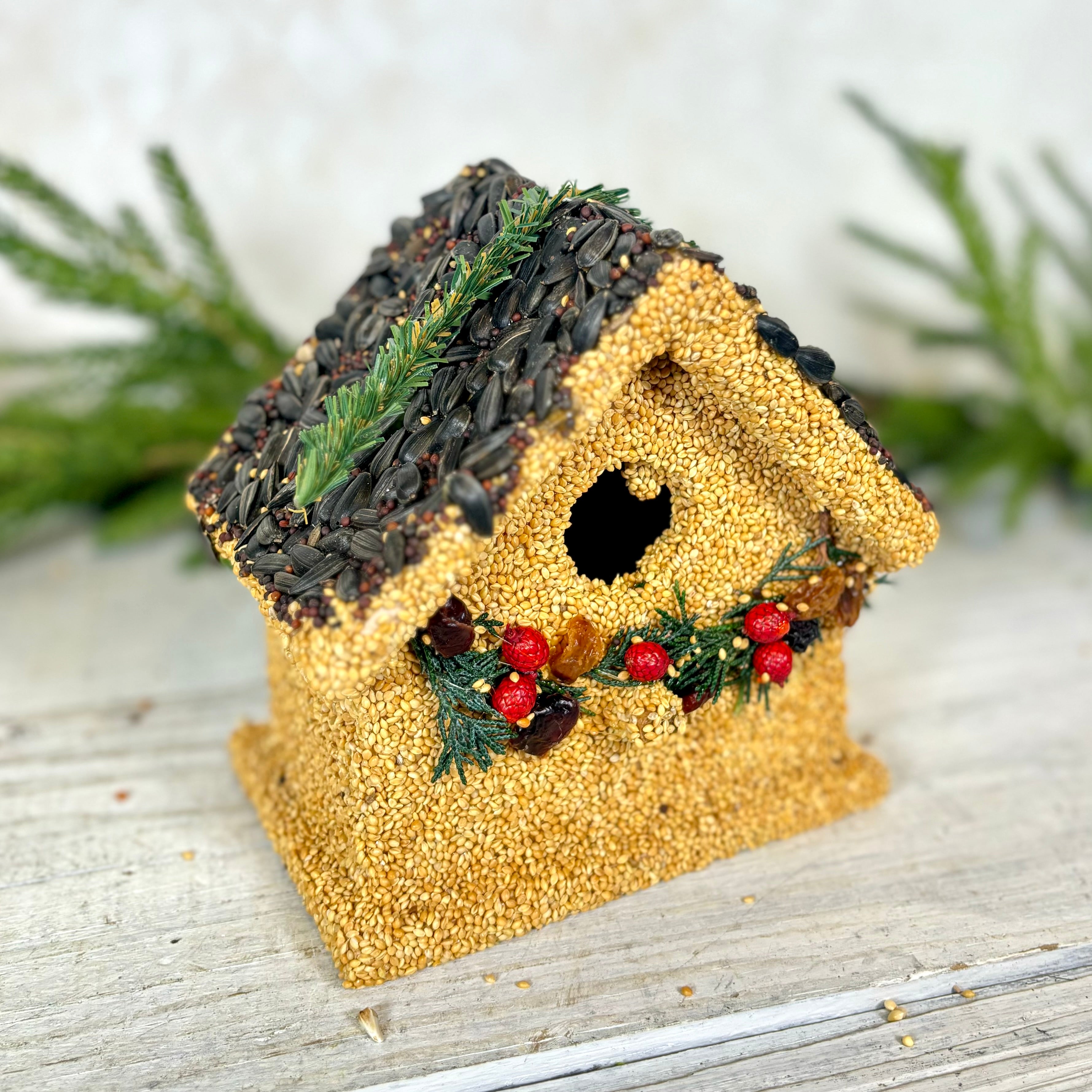 Holiday Season Cottage Seeded Birdhouse Juniper Garland