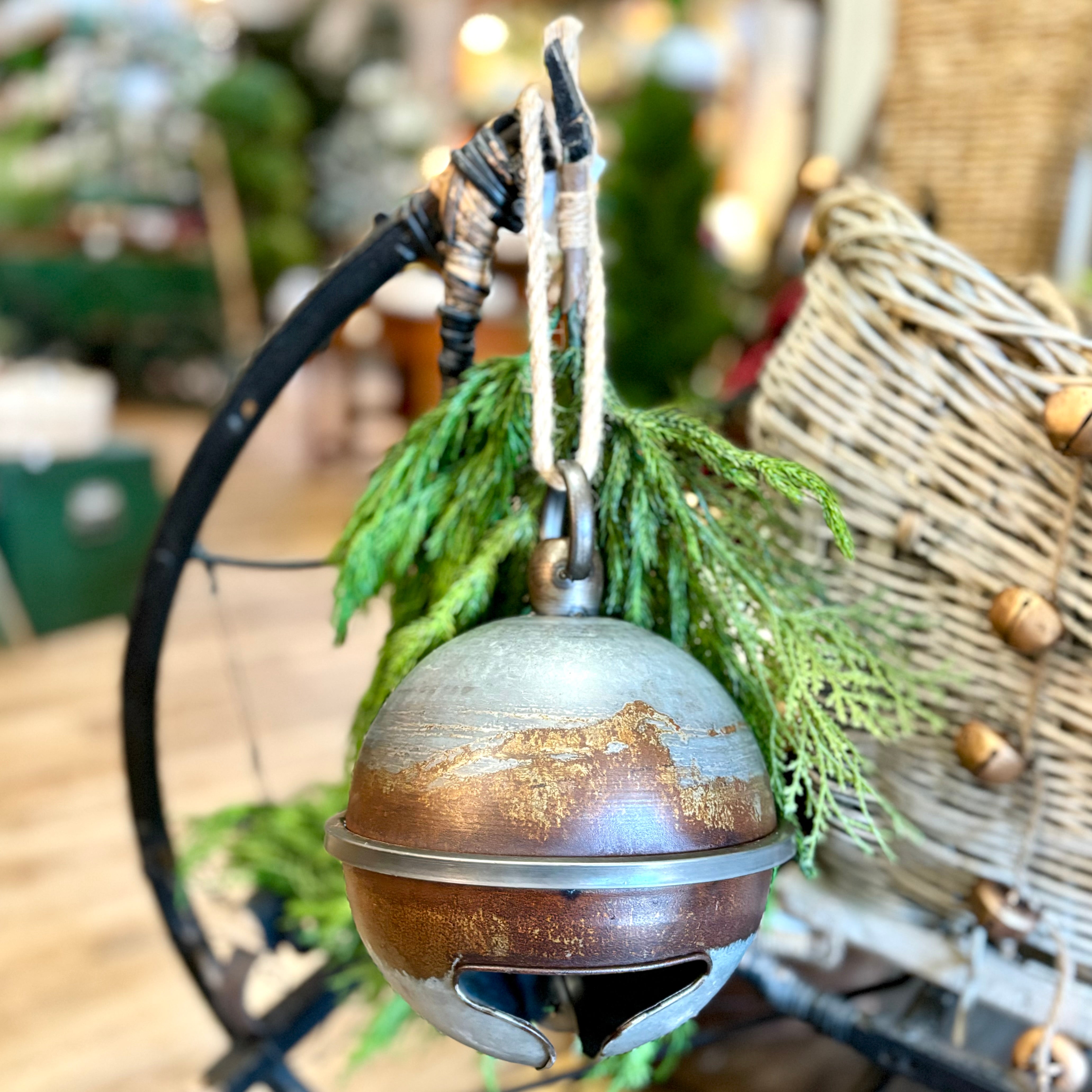 Aged Metal Sleigh Bell Large