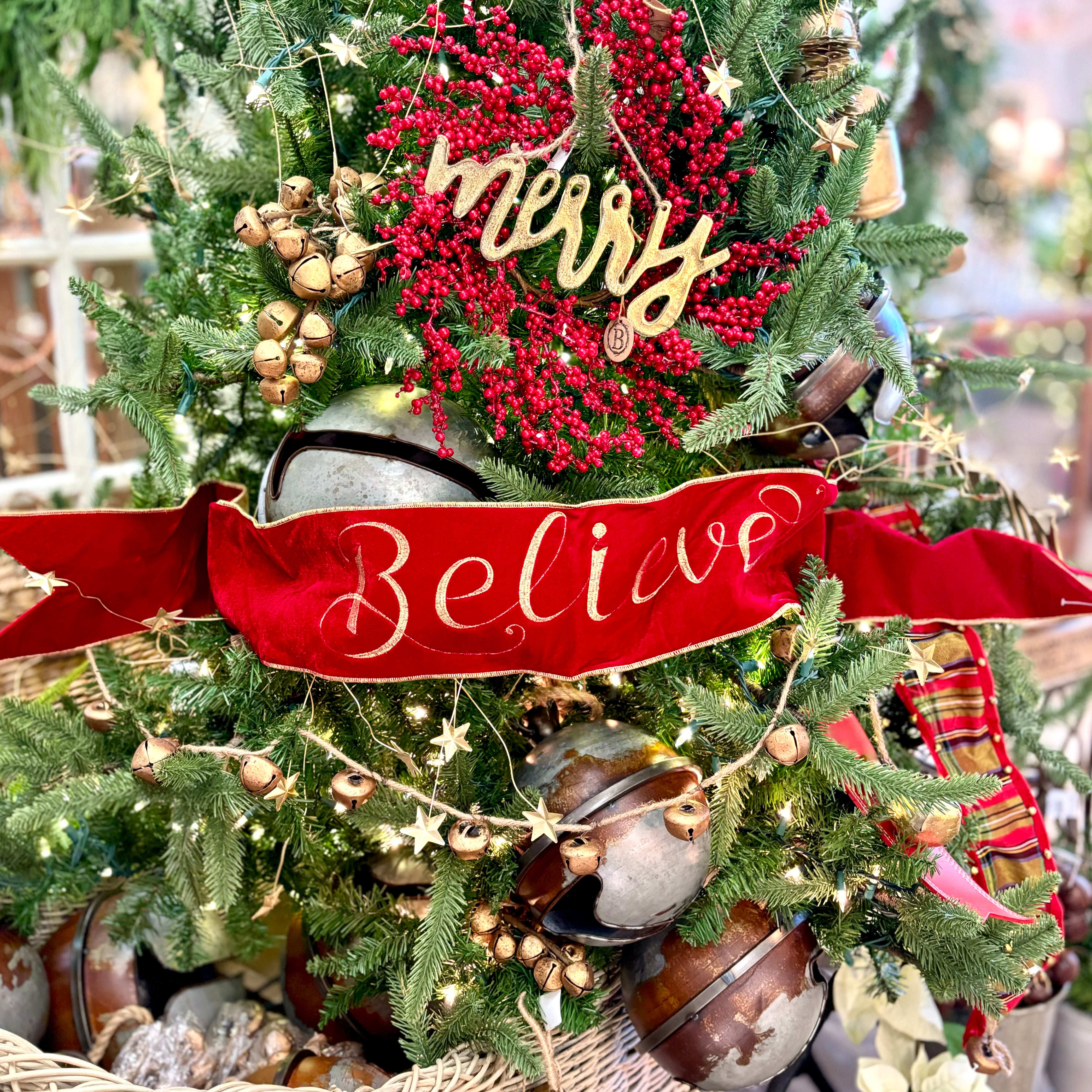 Velvet Embroidery "Believe" Banner Sash Red Gold
