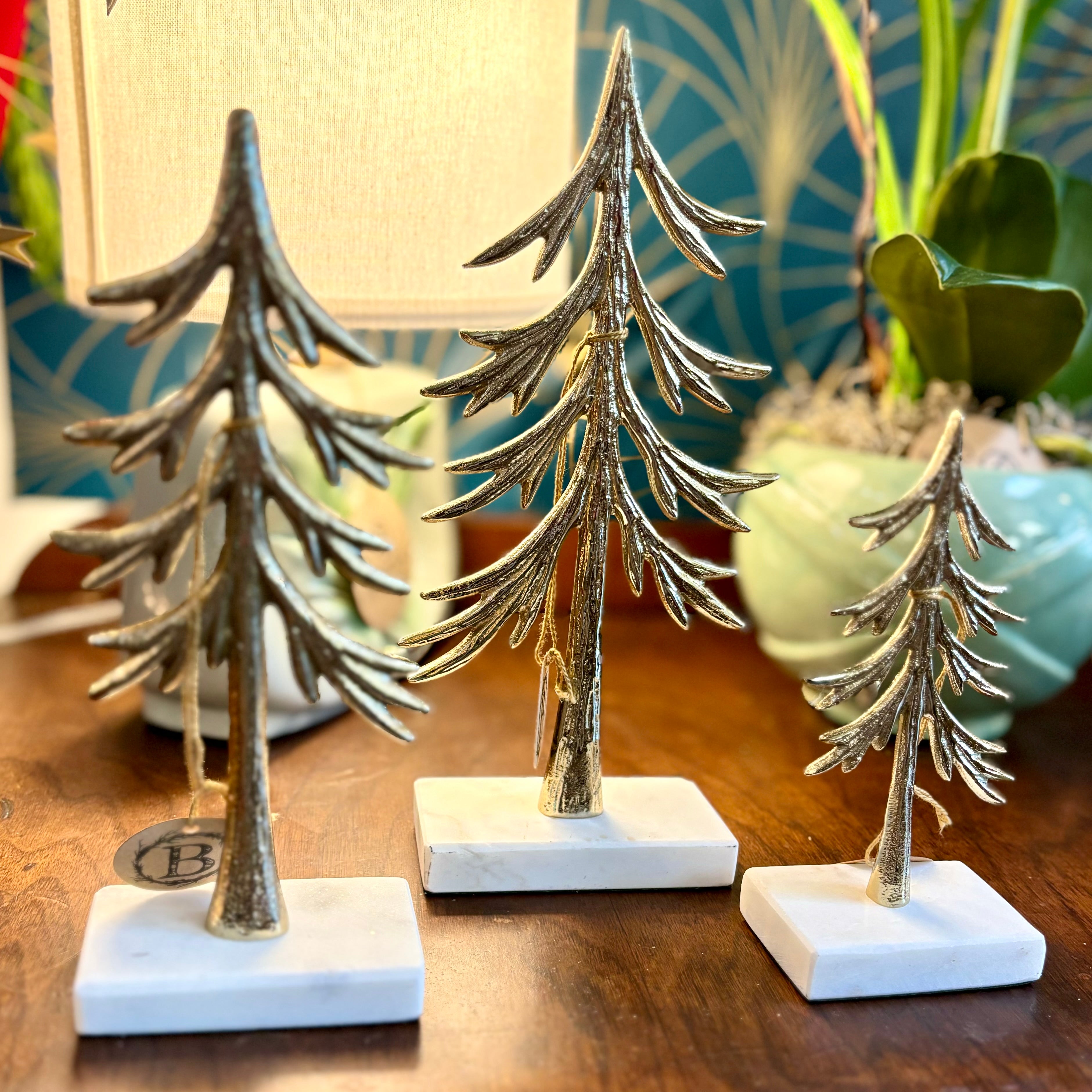 Tree Gold Aluminum on Marble Base Tall