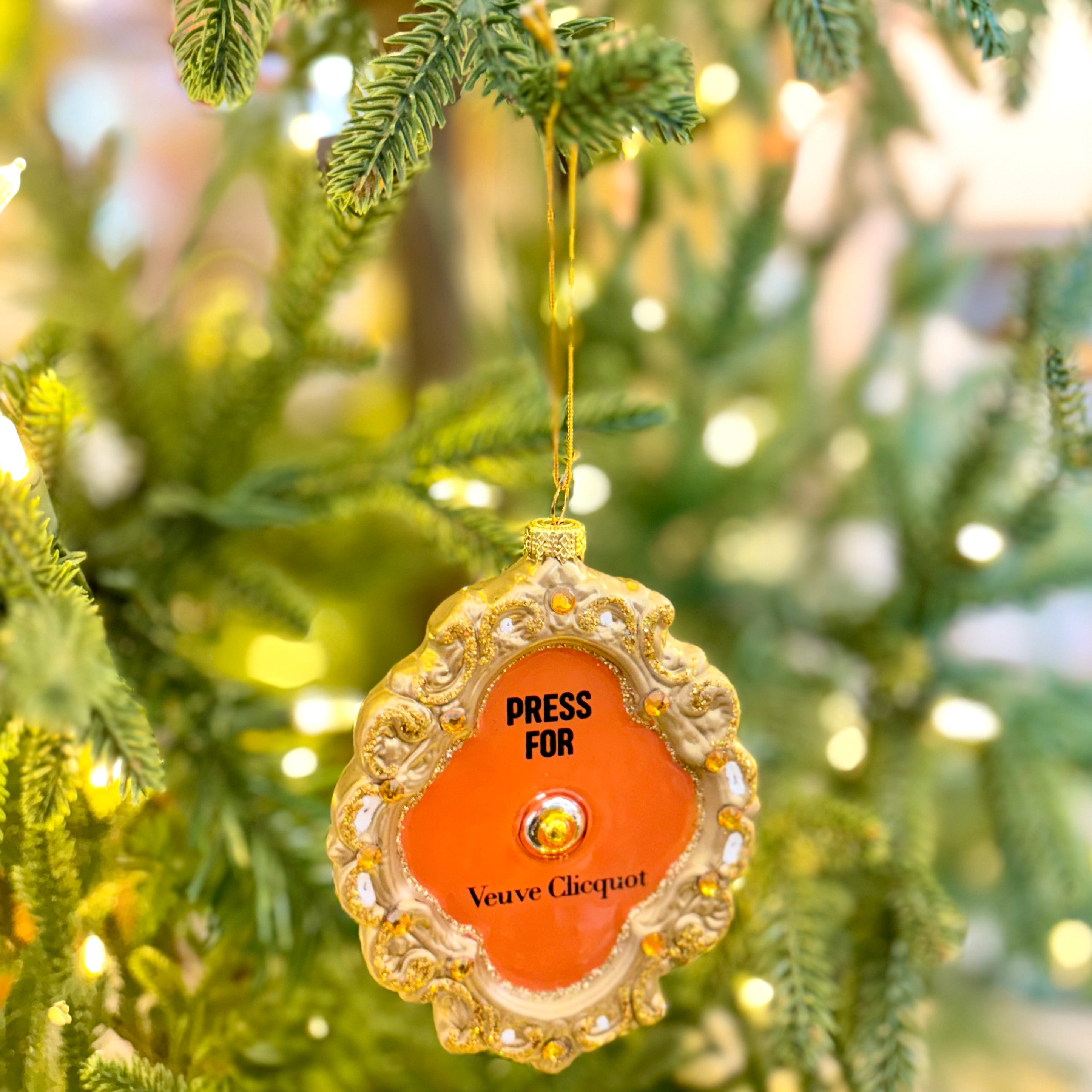 Champagne Button Glass Ornament