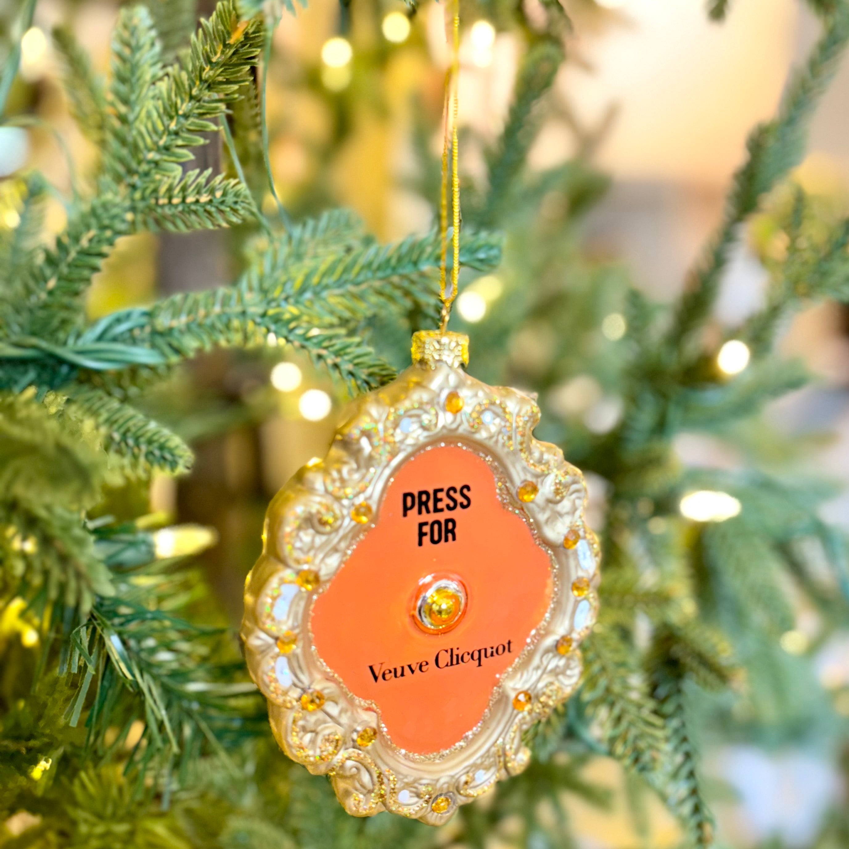 Champagne Button Glass Ornament