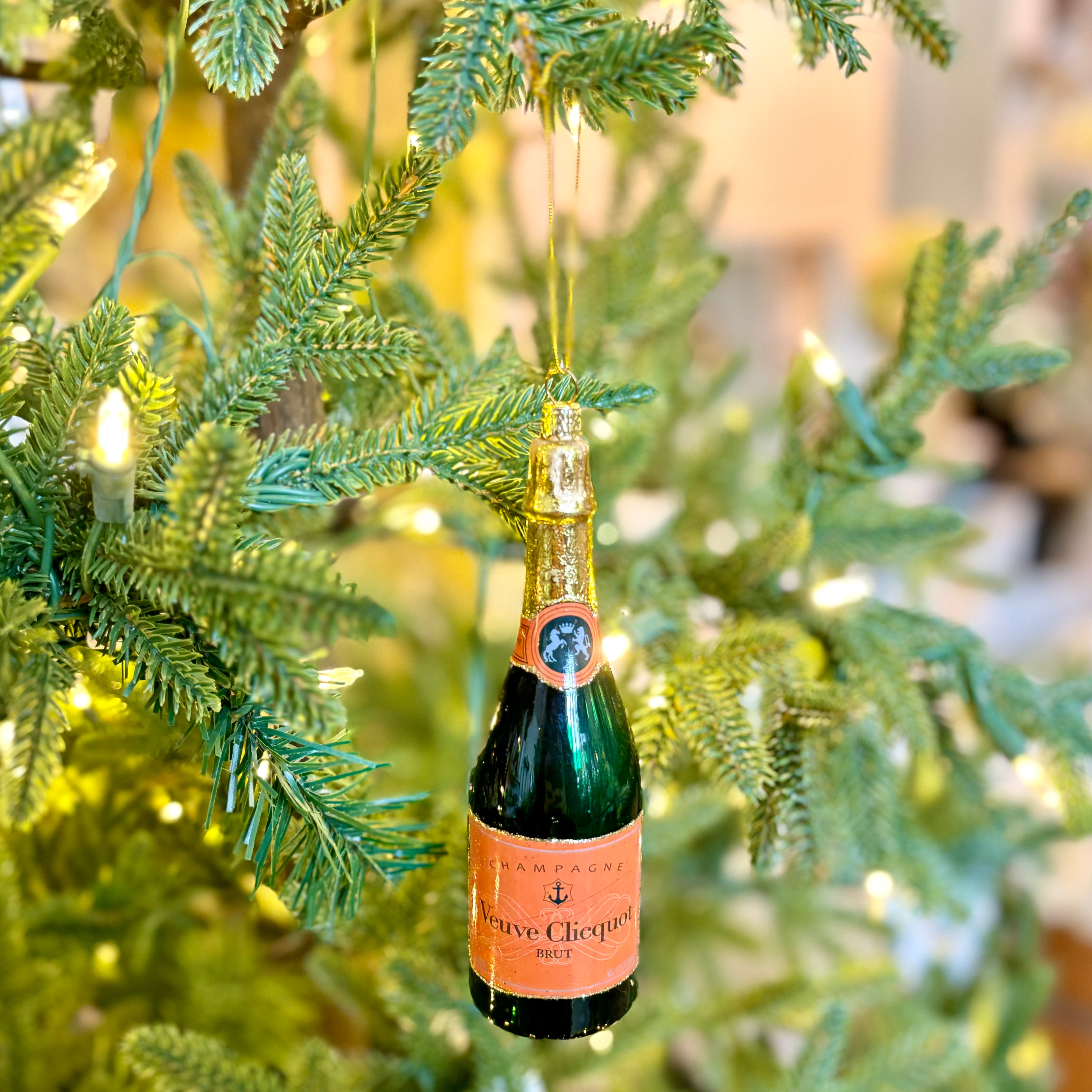 Brut Champagne Glitter Bottle and Glass Ornament